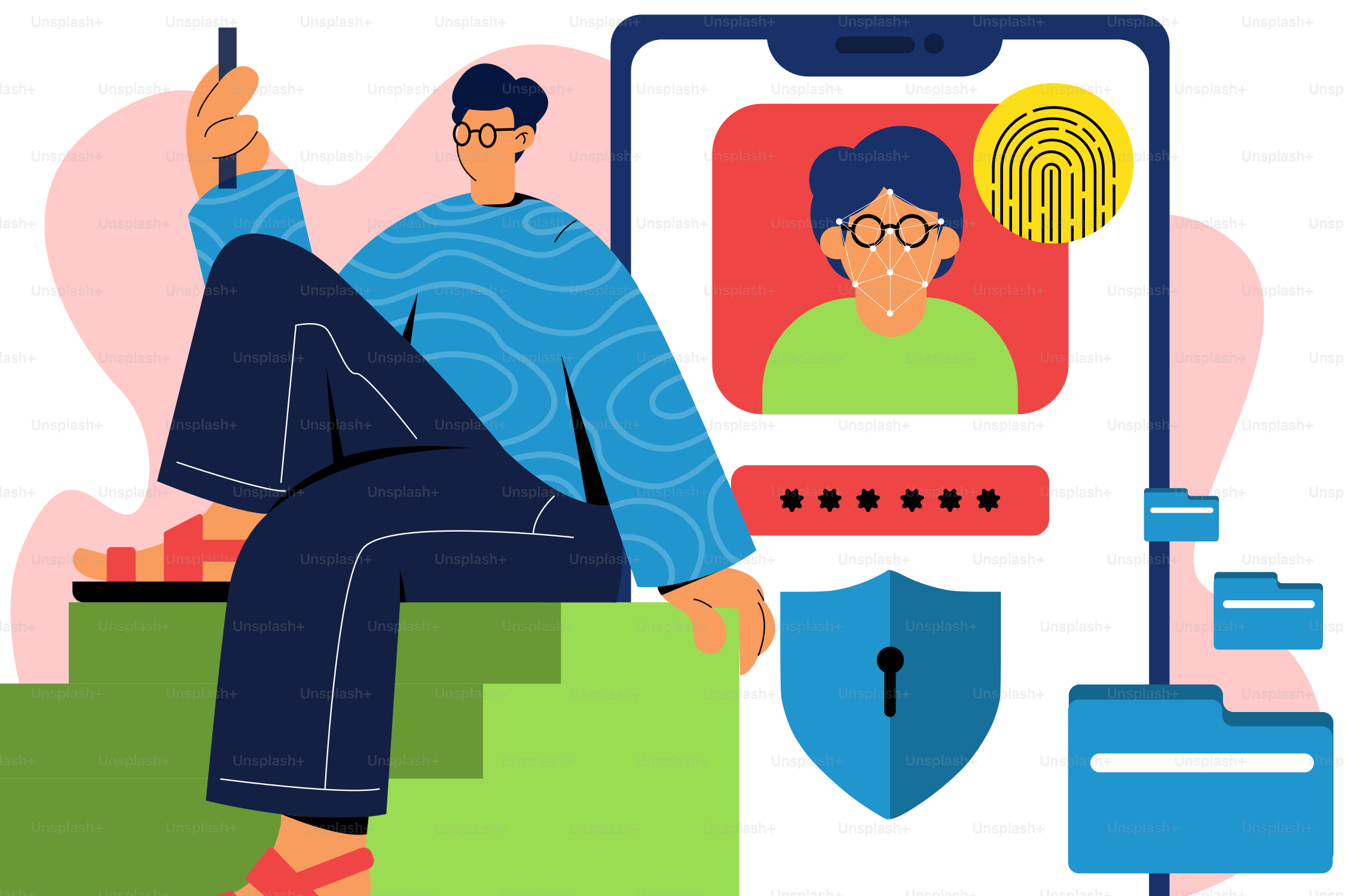 의자에 앉아 휴대폰을 들고 있는 남자