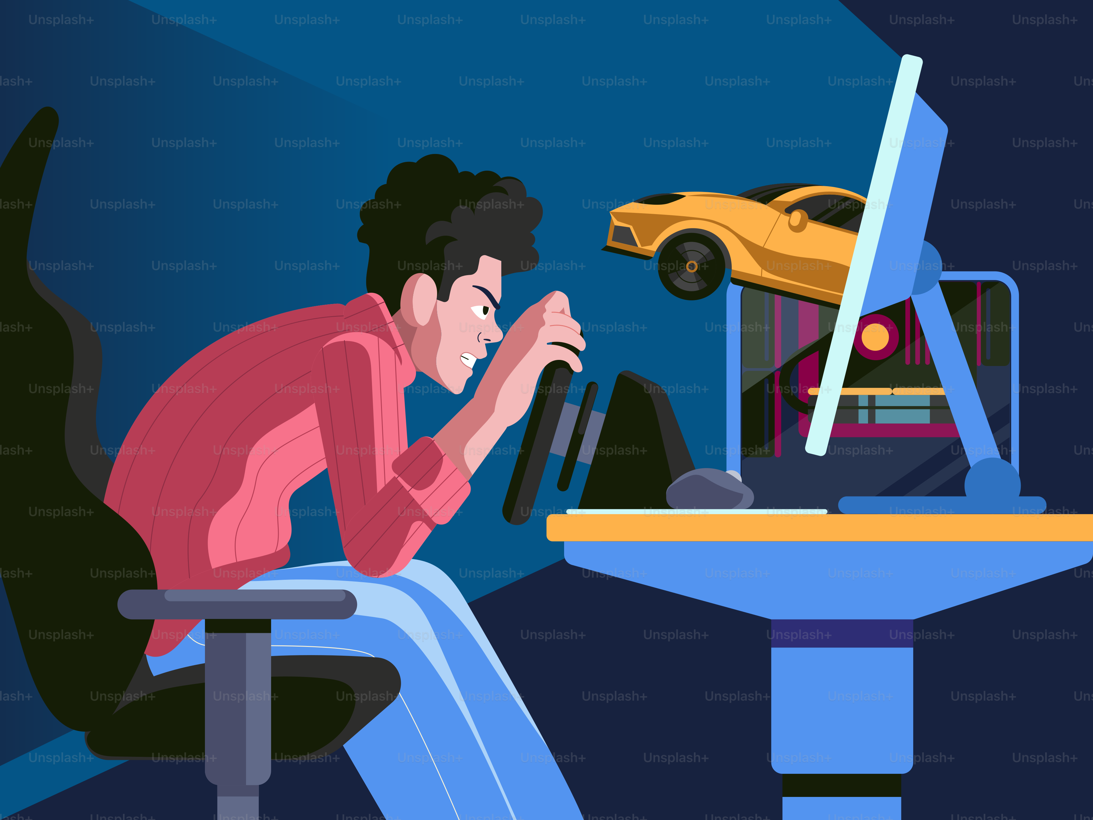 A man sitting at a desk in front of a computer