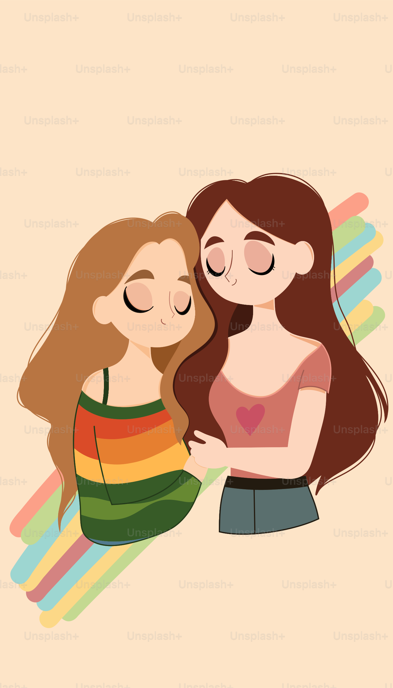 Un par de mujeres abrazándose