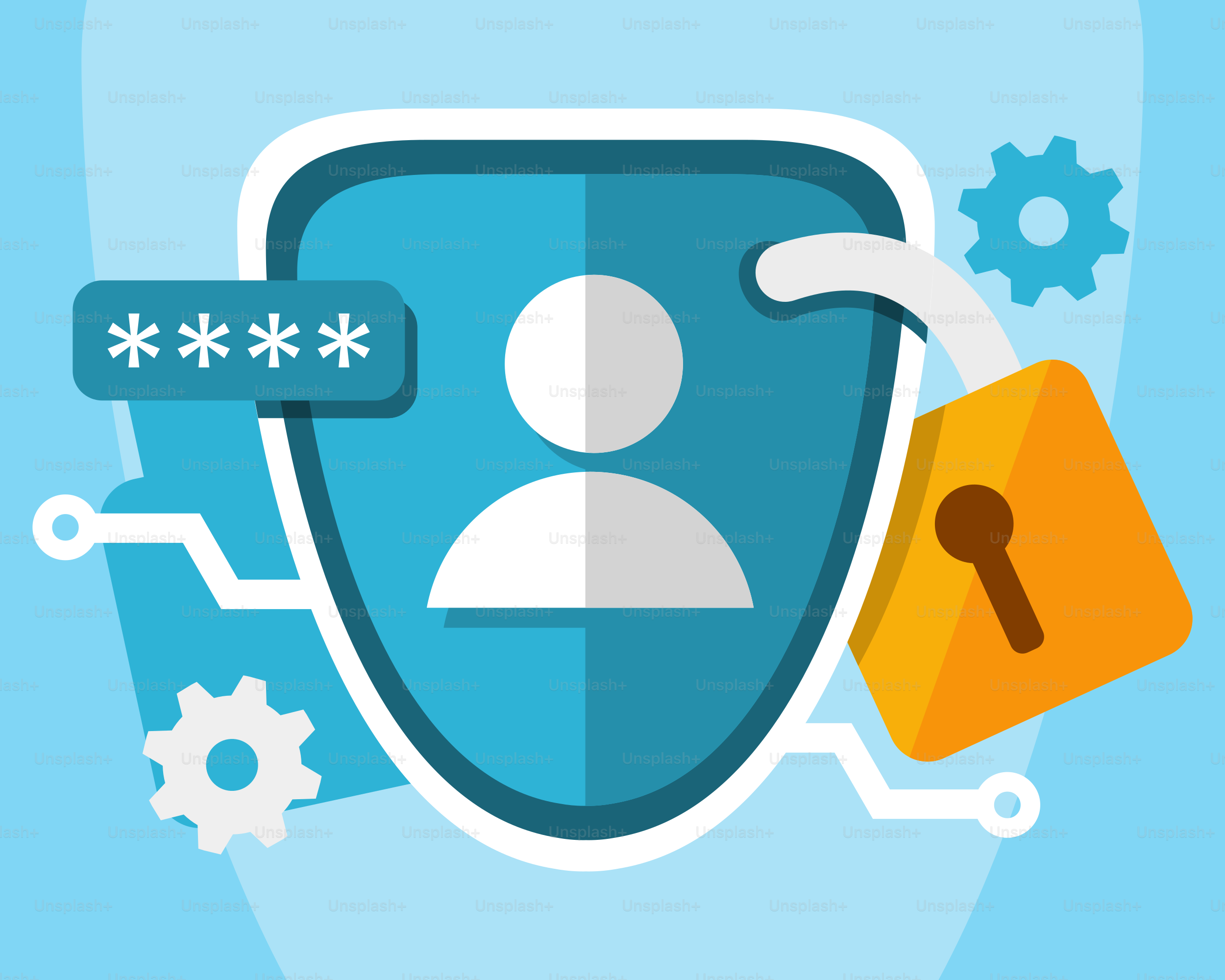 A shield with a key and a lock on it