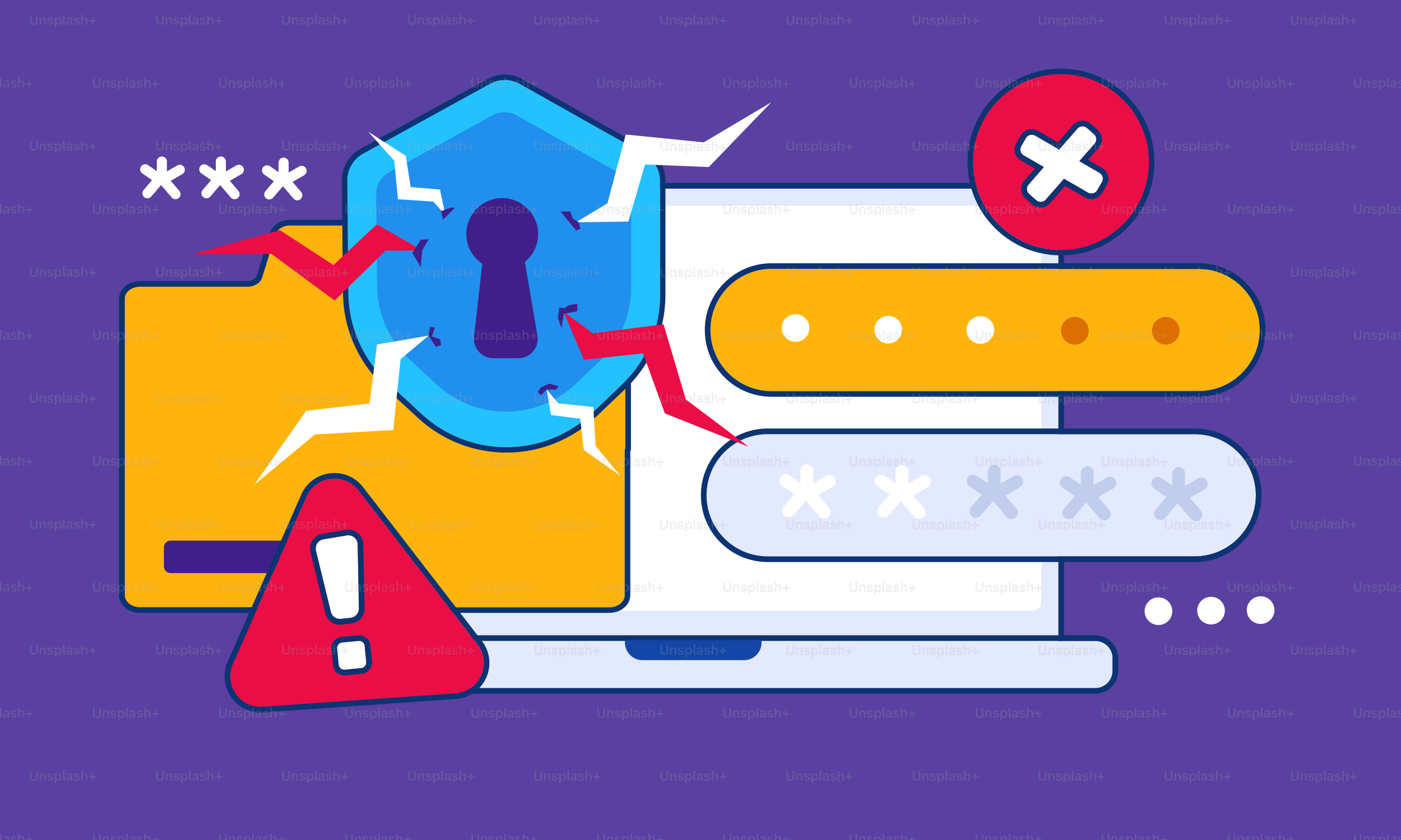 A computer screen with a lock and a skull on it vector System