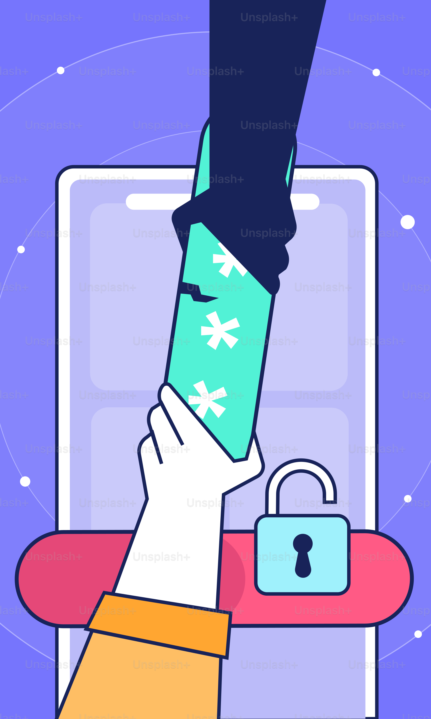 A hand holding a phone with a lock on it