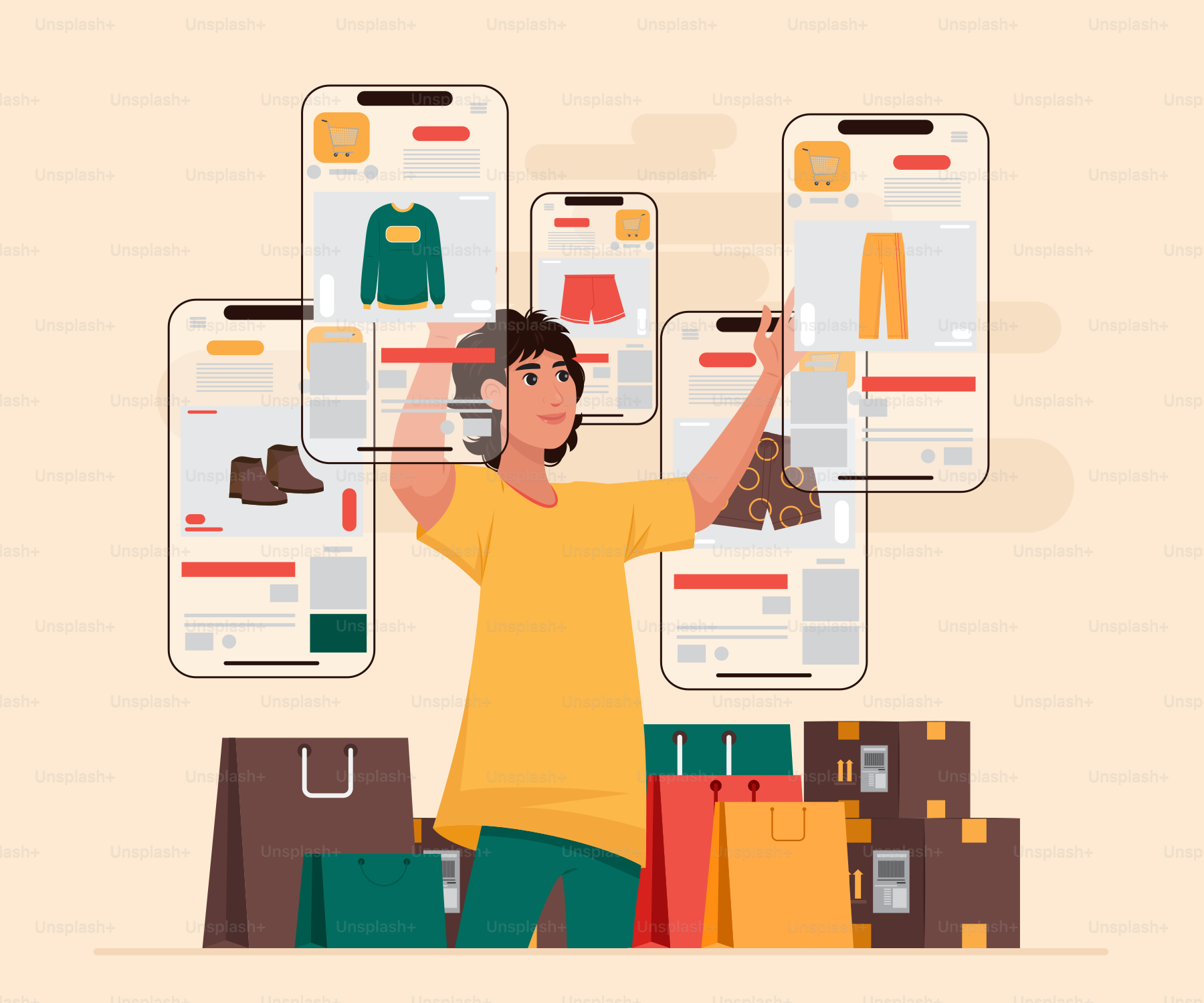 A man standing in front of a display of clothing