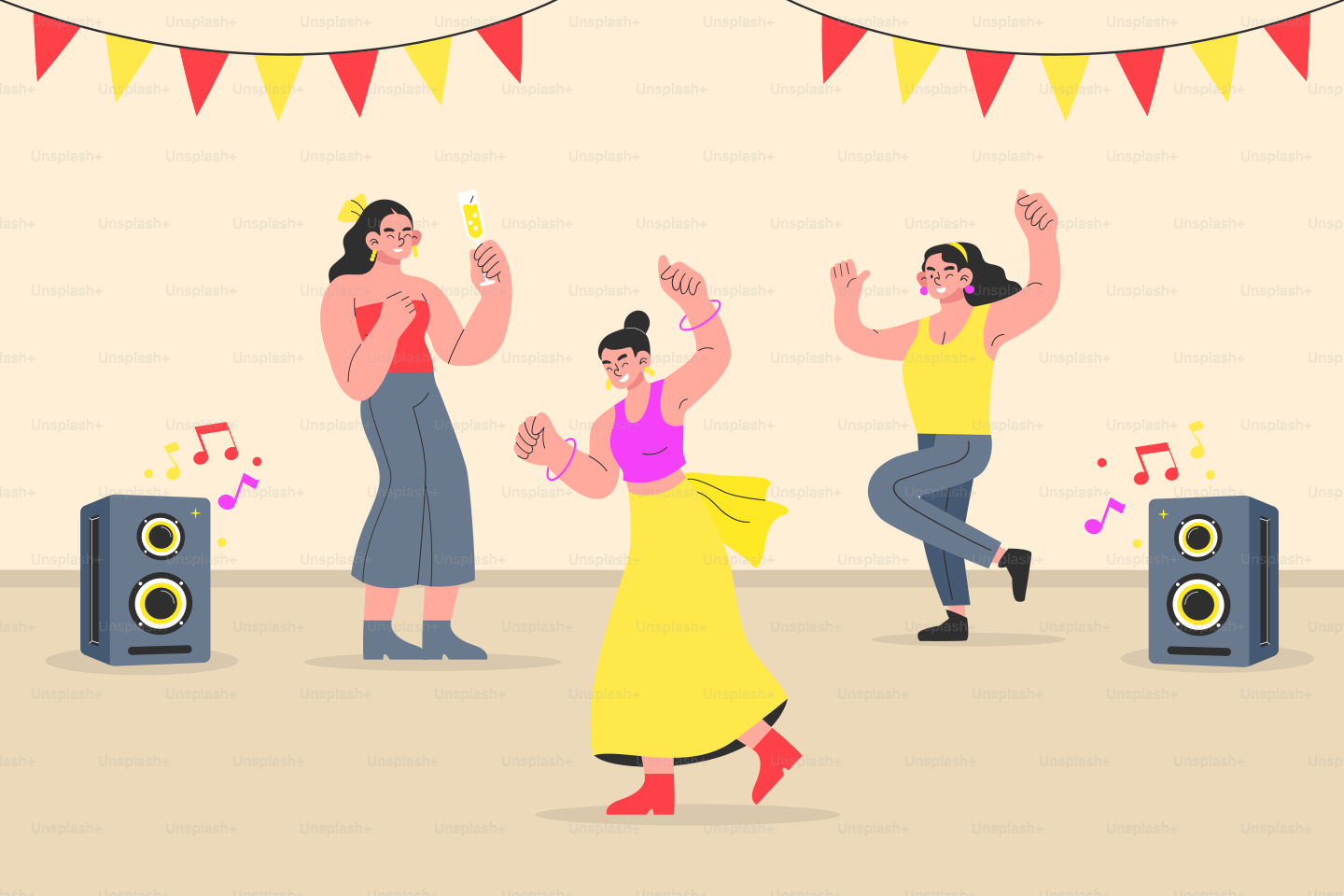 A group of people dancing in a room