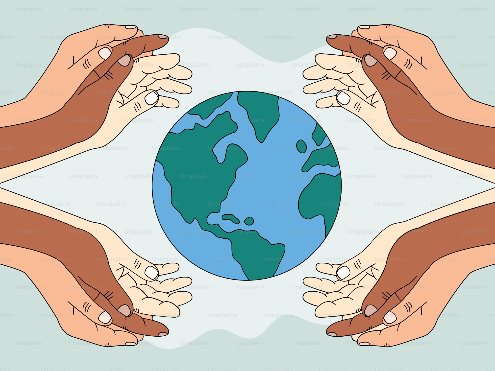 A group of hands holding a small globe