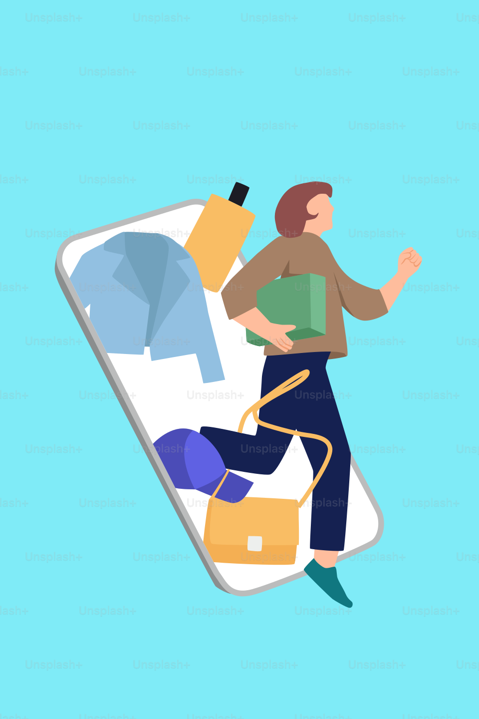 A person walking on top of a cell phone