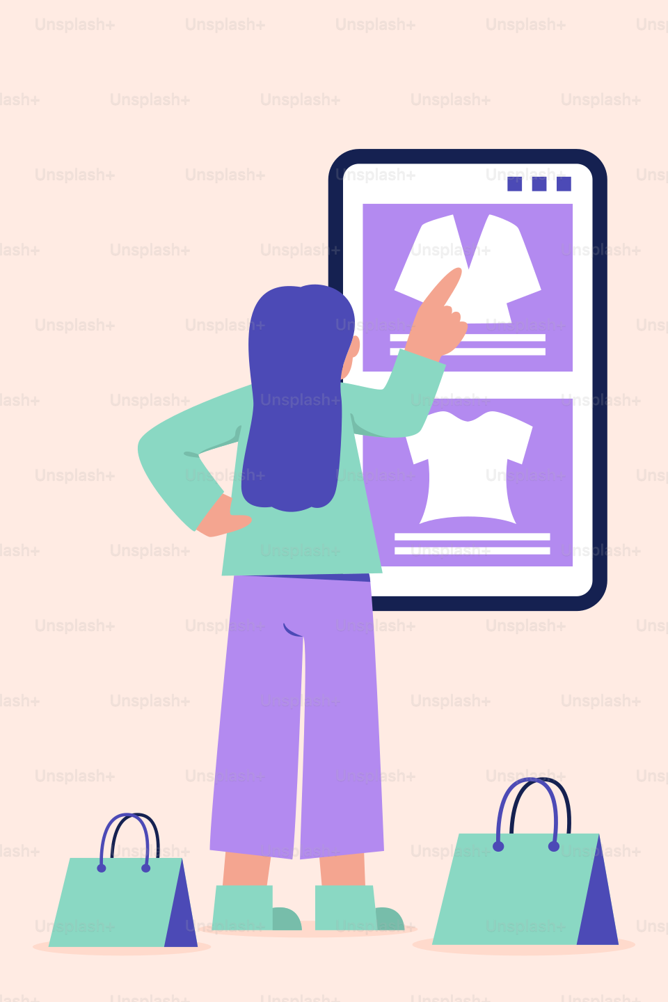 A woman standing in front of a large poster