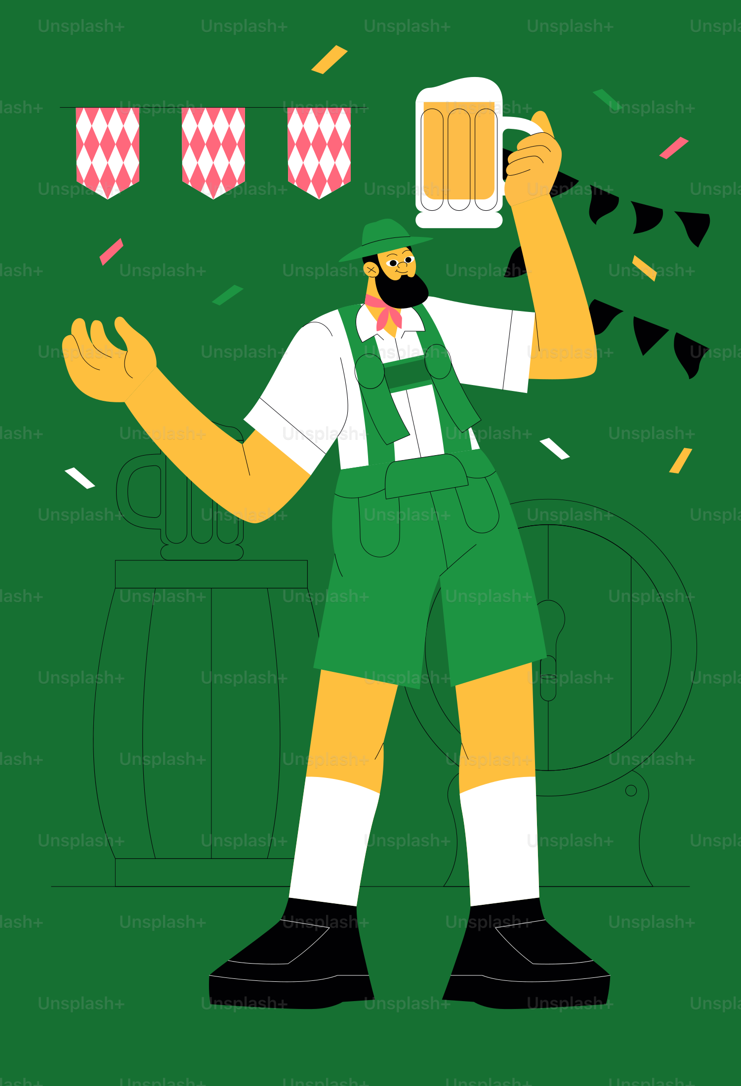 Un homme en uniforme vert tenant une chope de bière