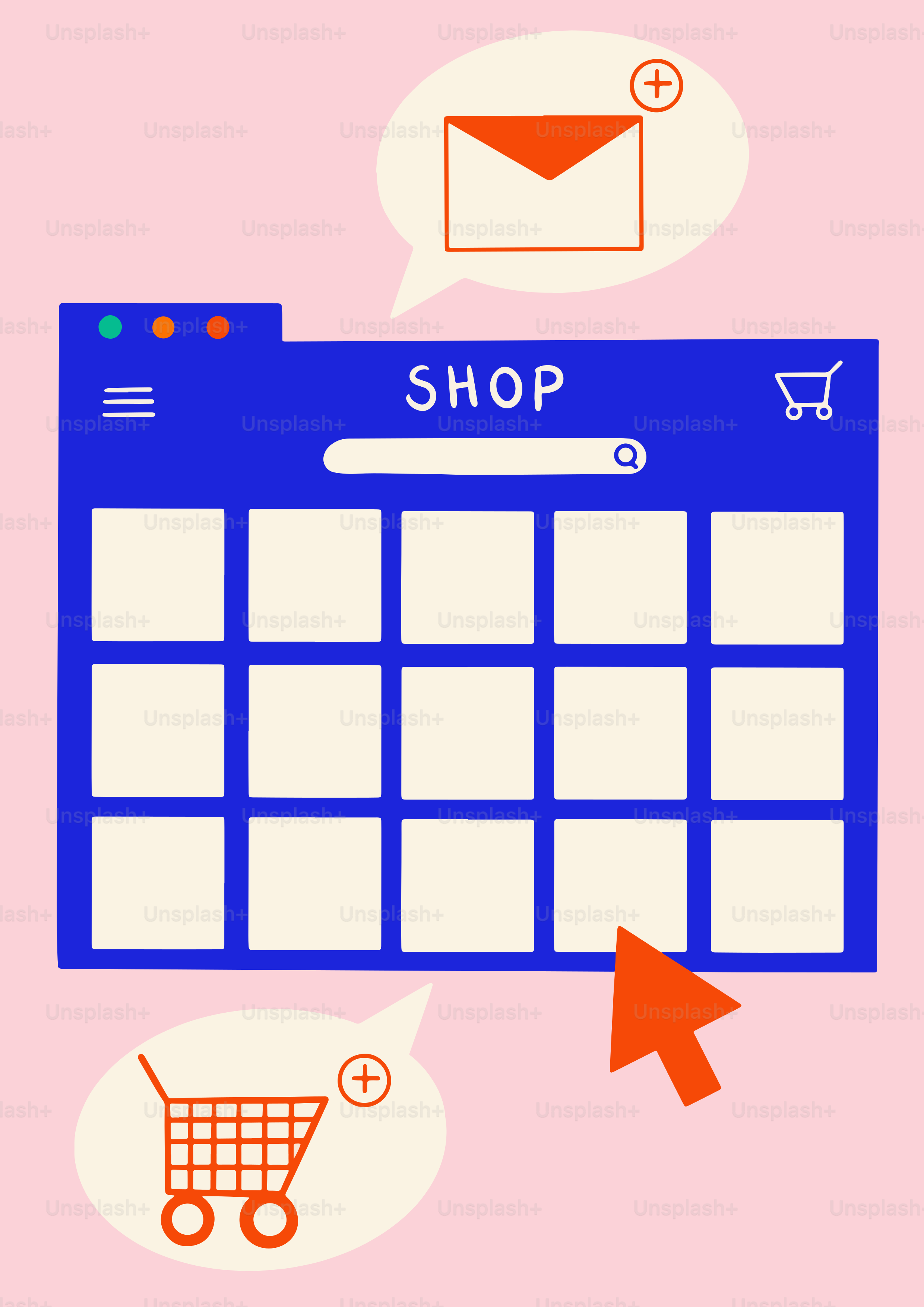 A shopping cart with a message bubble above it