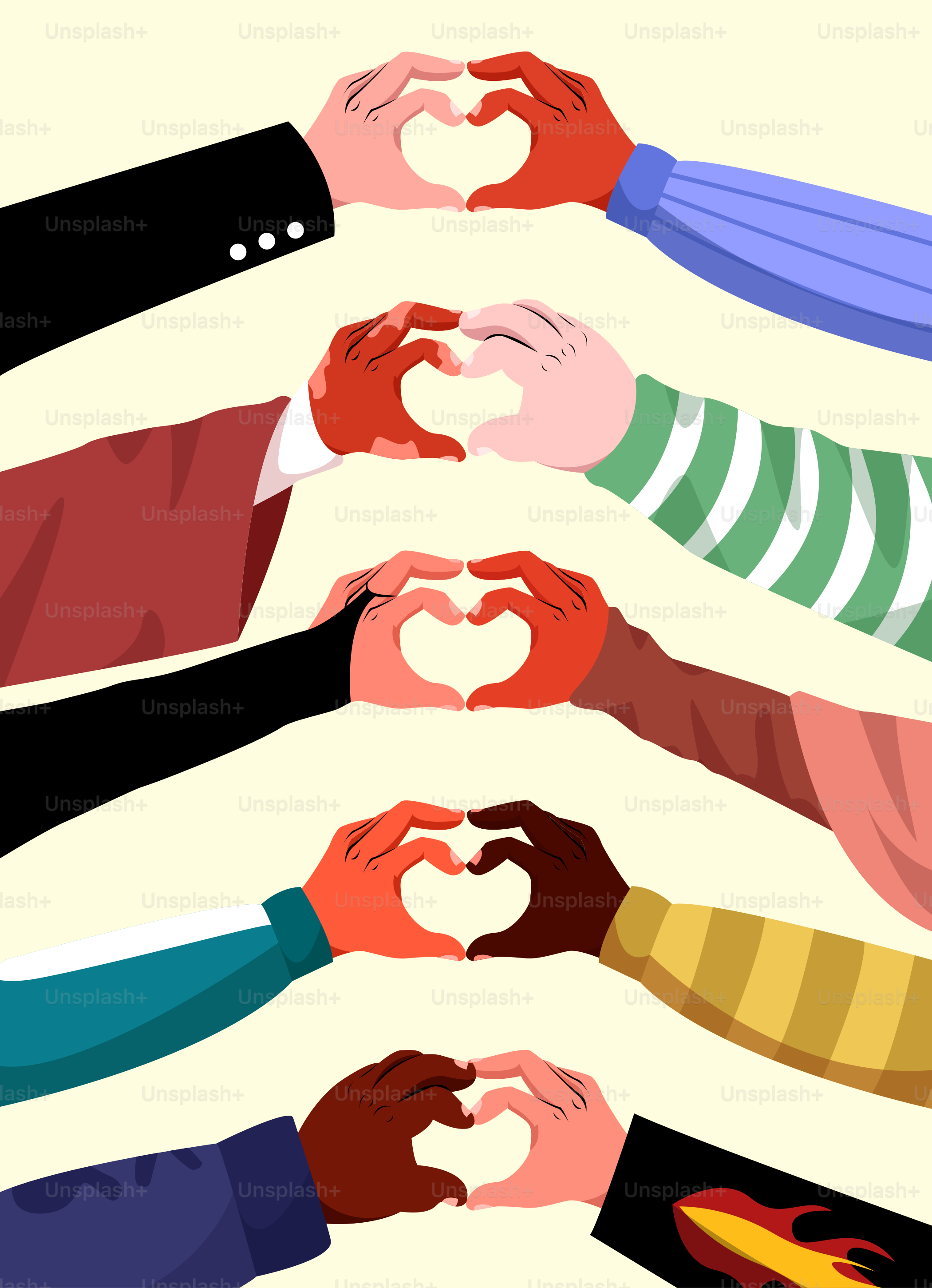 Un grupo de personas haciendo un corazón con las manos