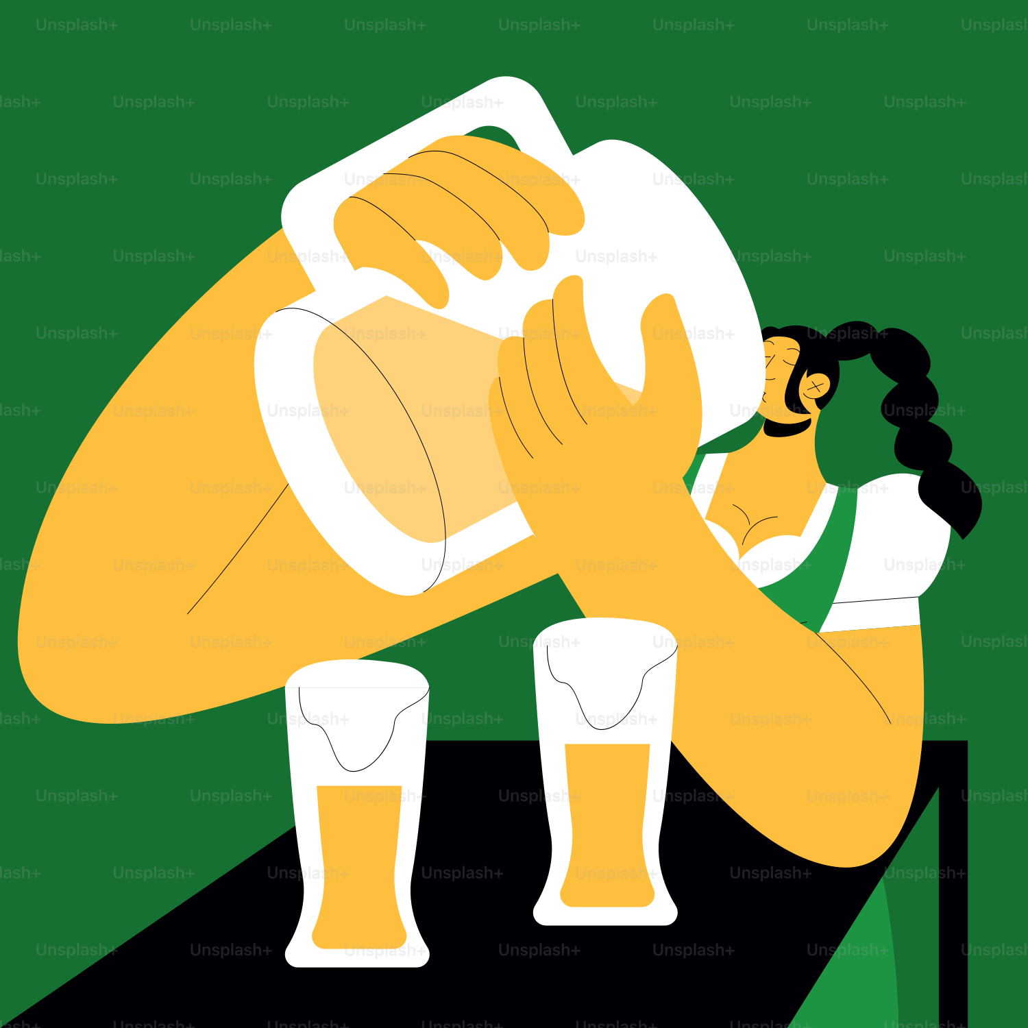 A man sitting on top of a table next to a glass of beer