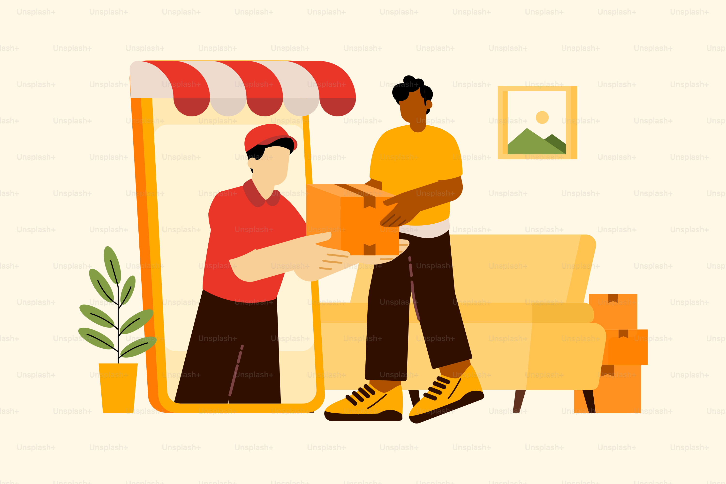 A man holding a box in front of a mirror