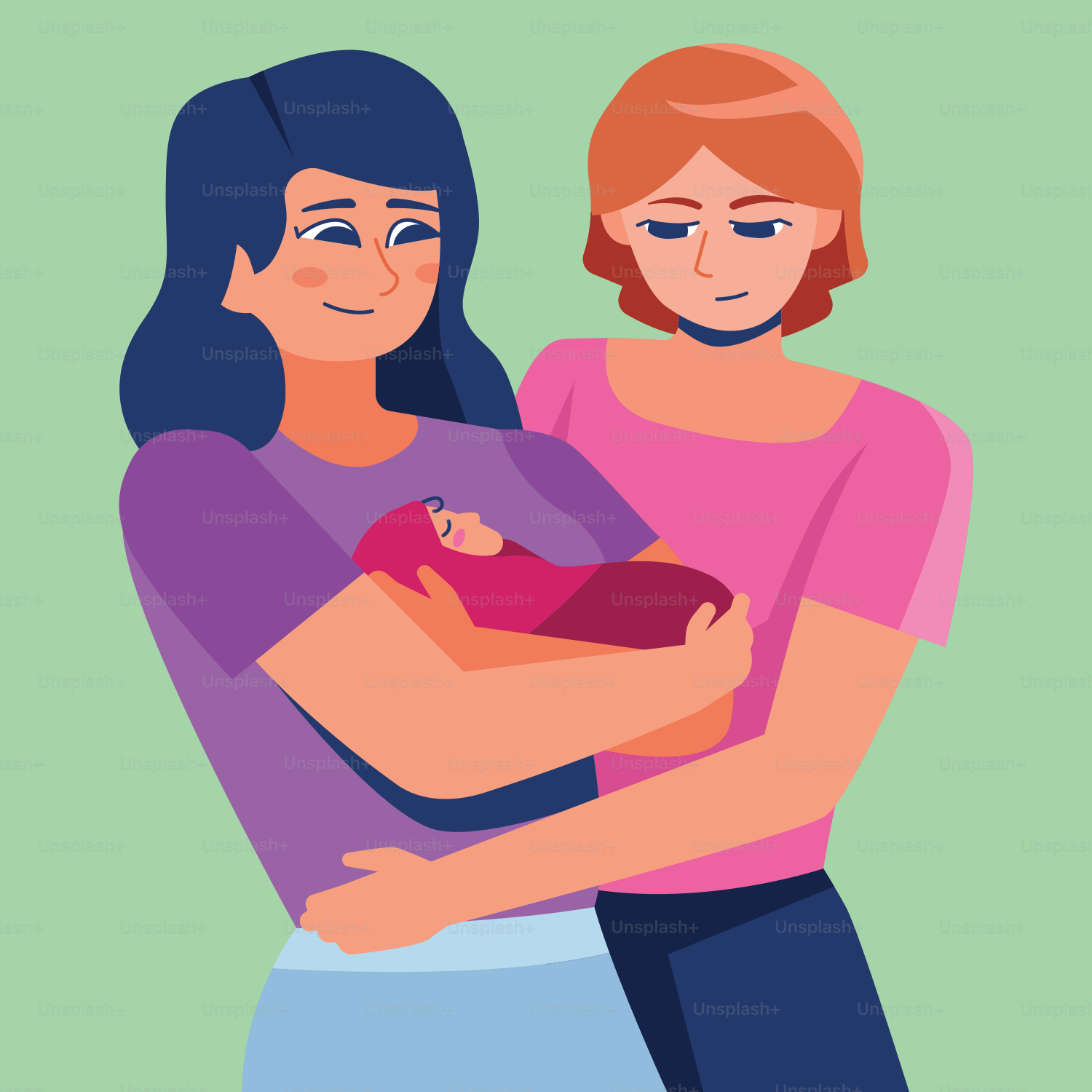 A woman holding a baby in her arms