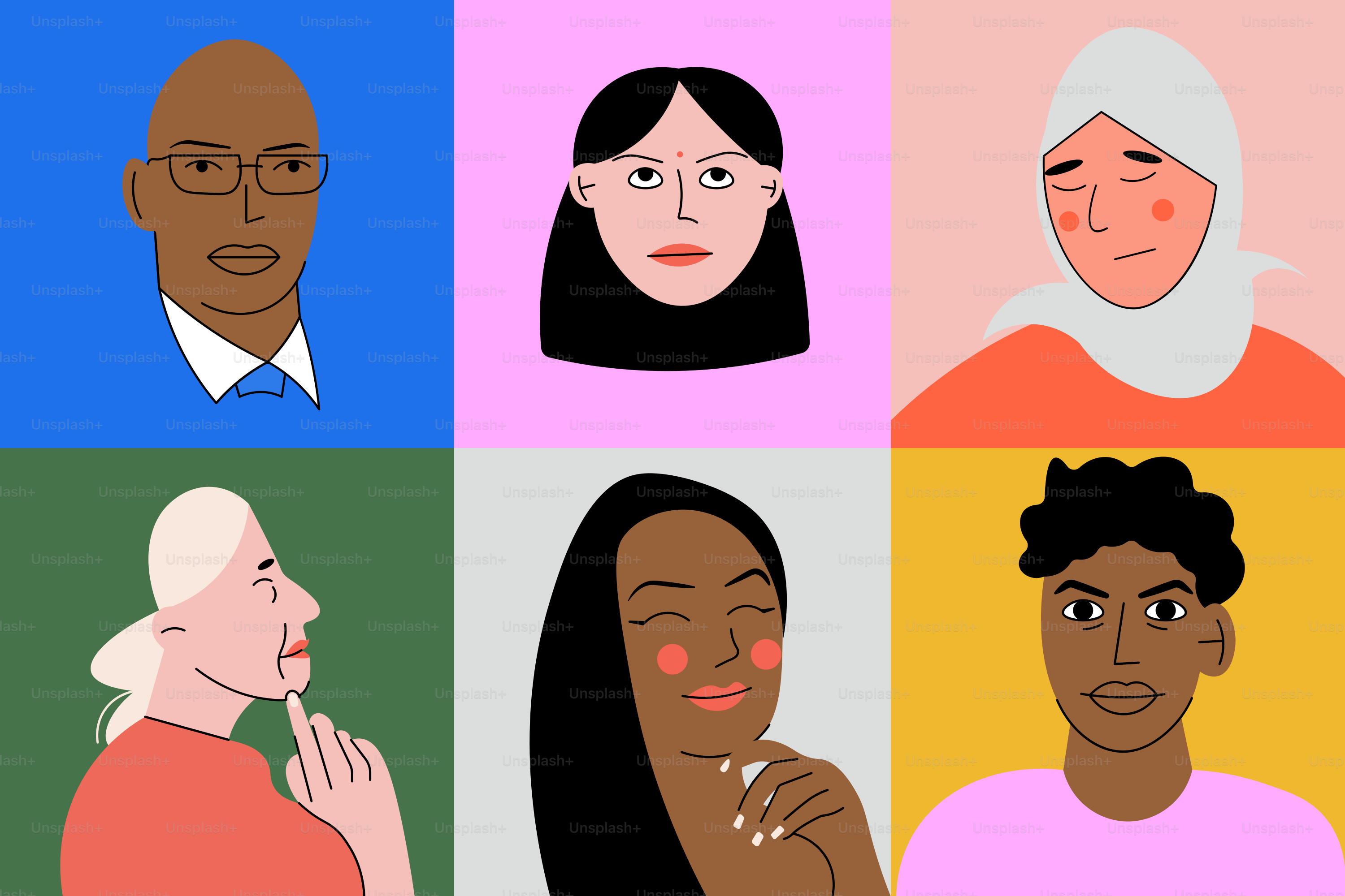 A group of people with different facial expressions