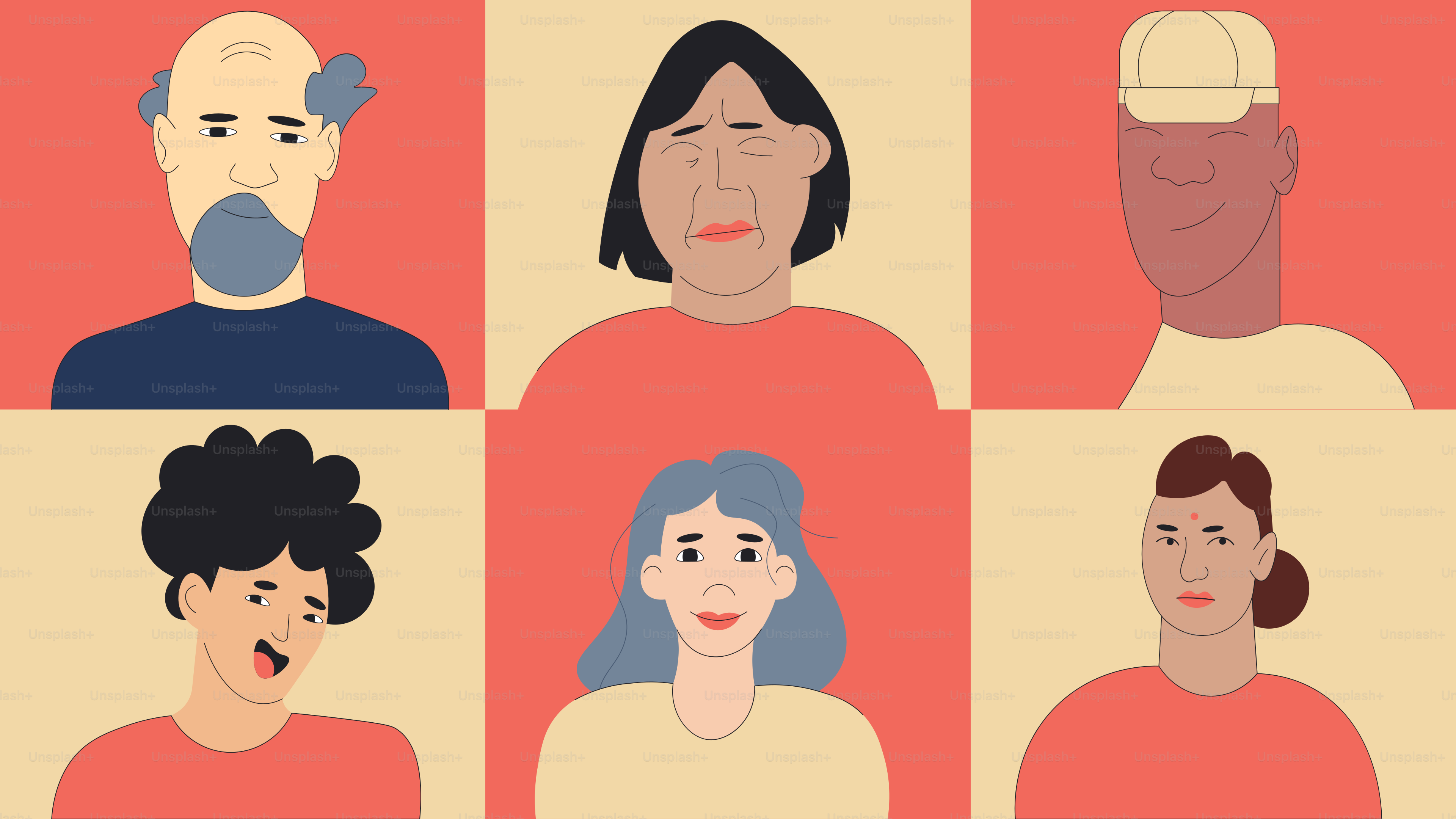 A group of people with different facial expressions