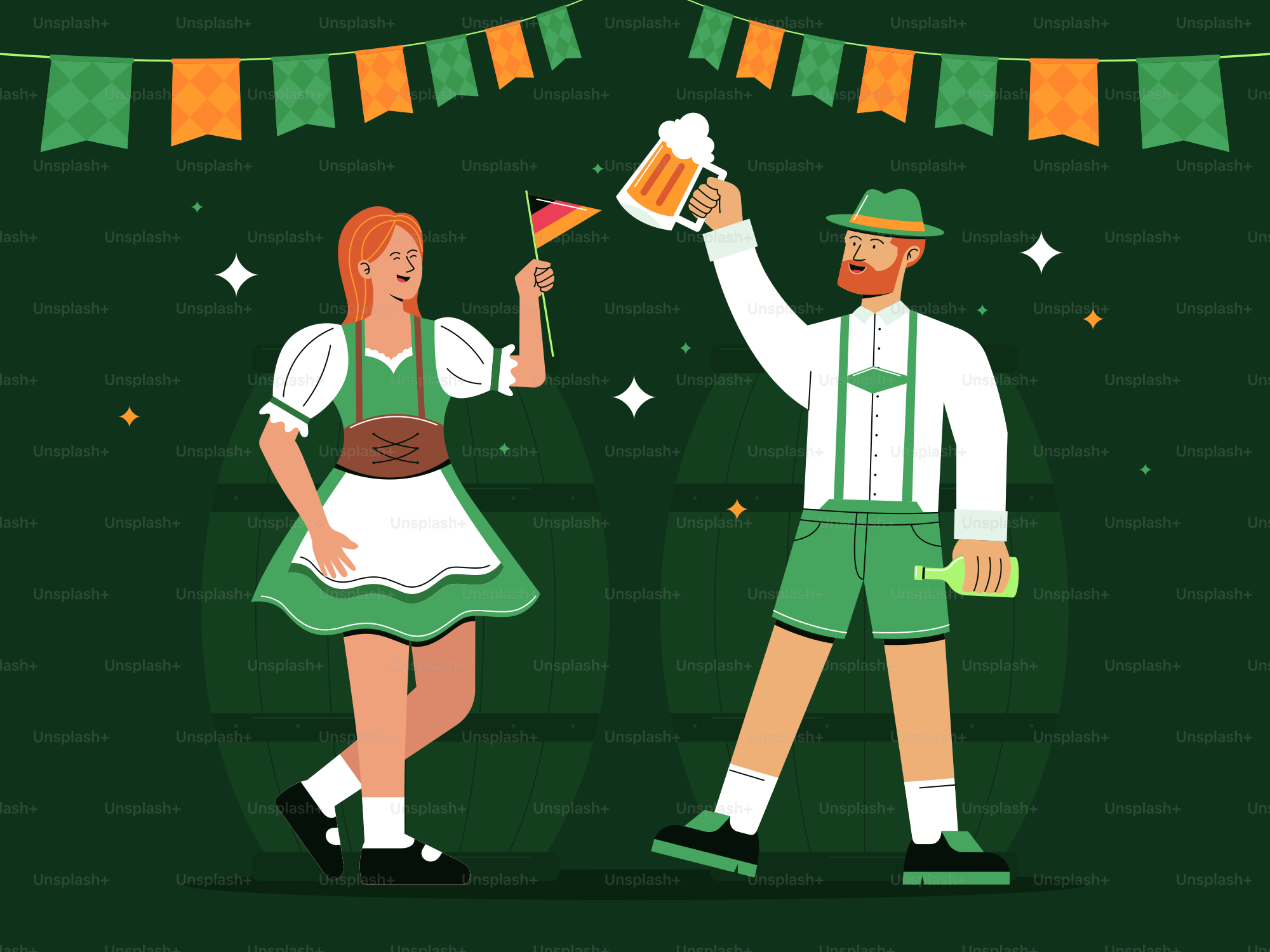 Ein Mann und eine Frau in traditioneller irischer Kleidung