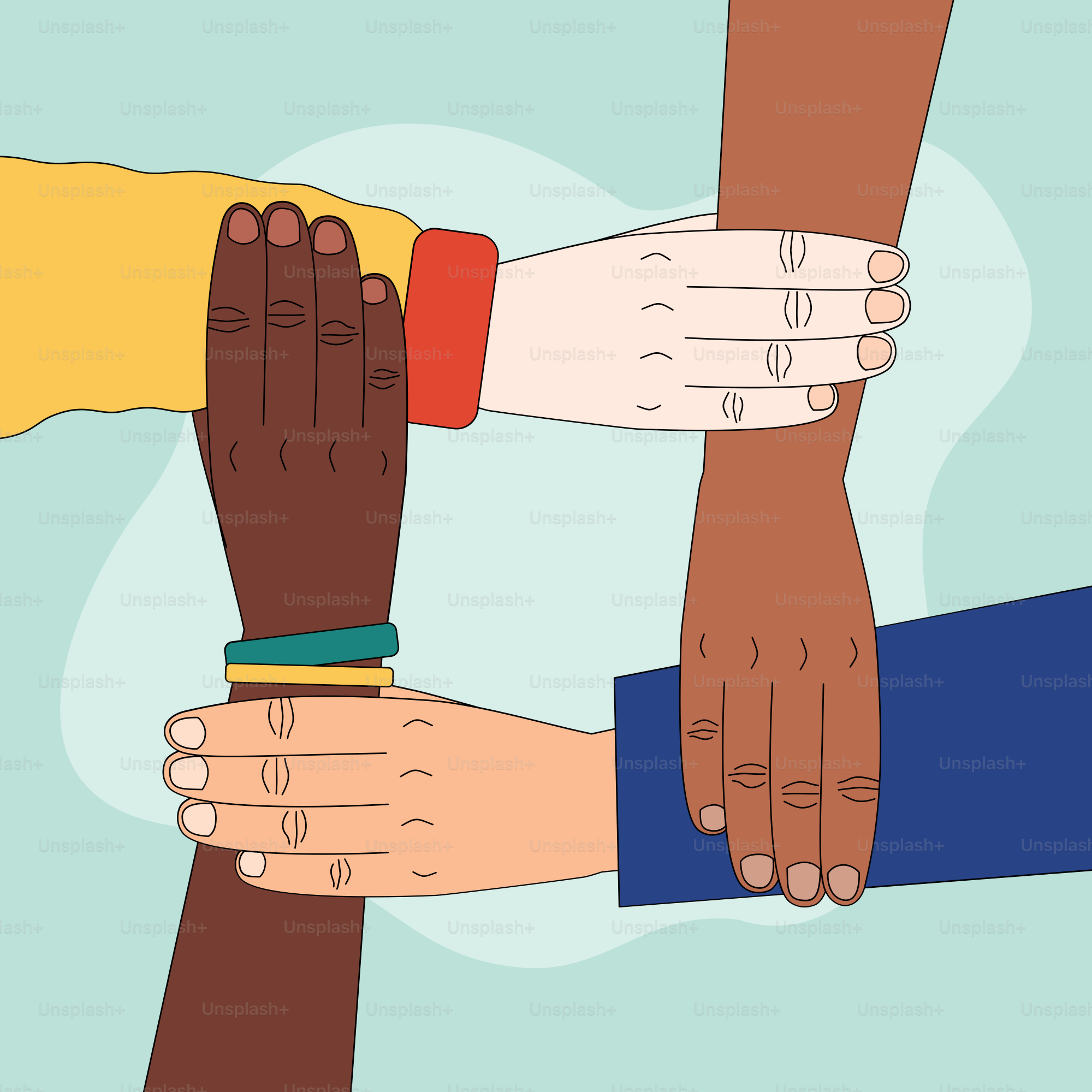 A group of hands holding each other in a circle