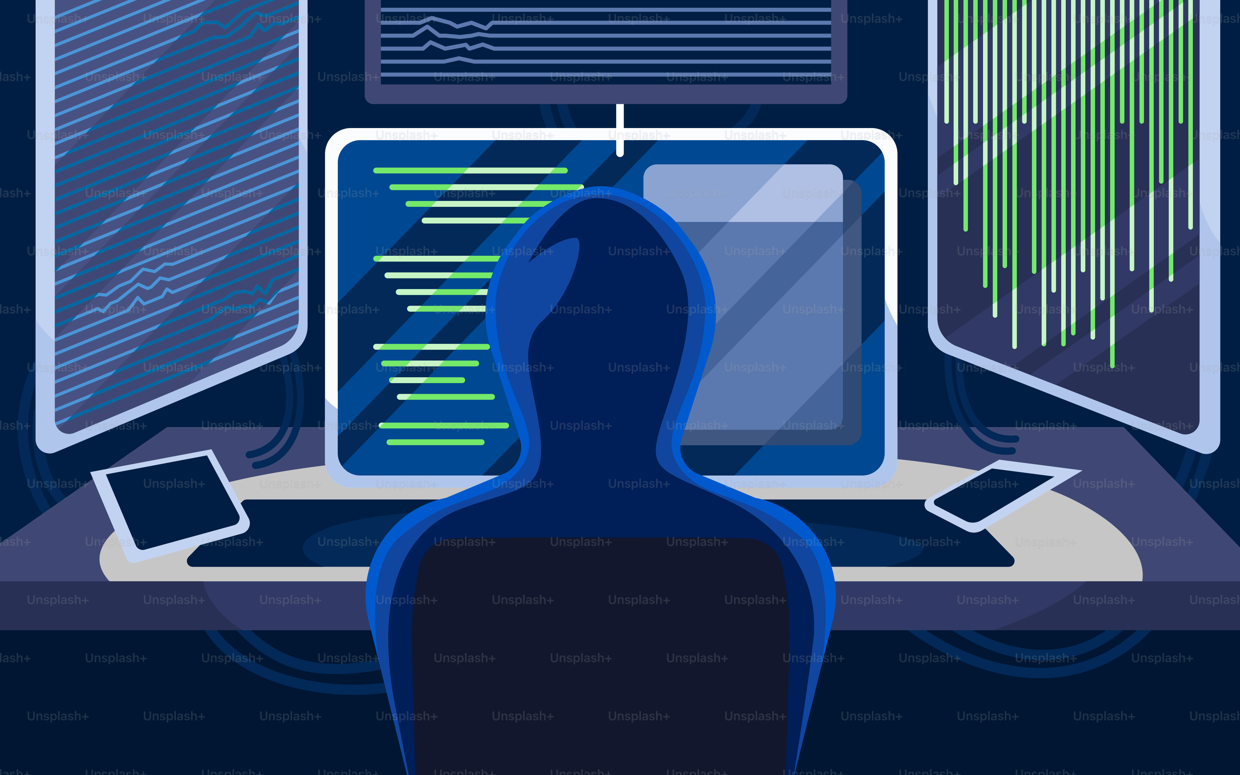 Eine Person, die an einem Schreibtisch vor einem Computer sitzt