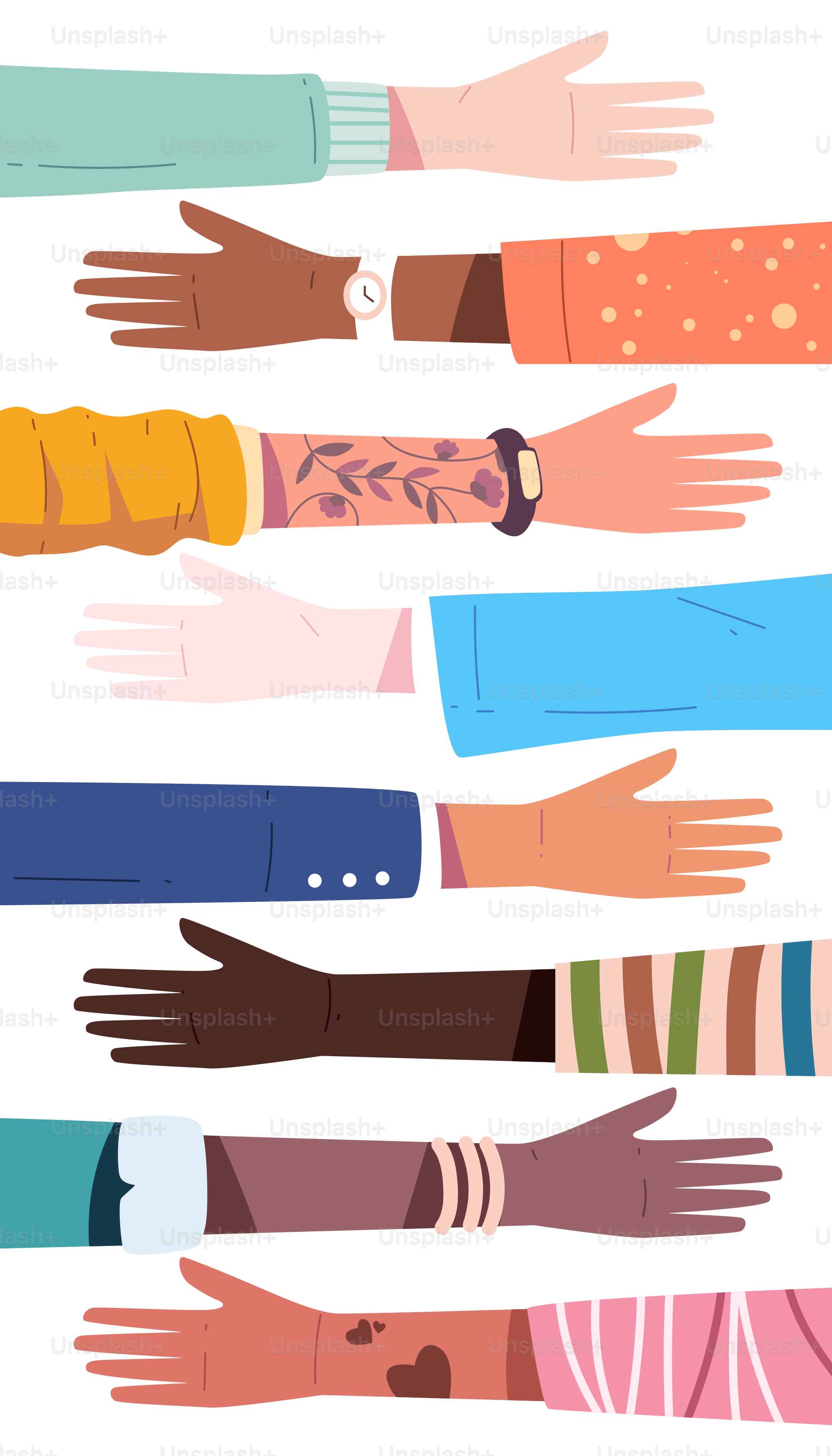 A group of people standing in a line with their hands together