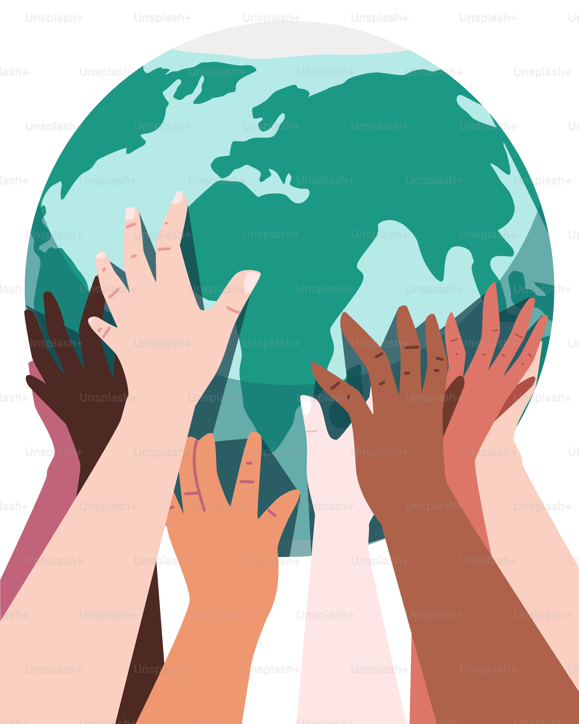 A group of people holding up a globe