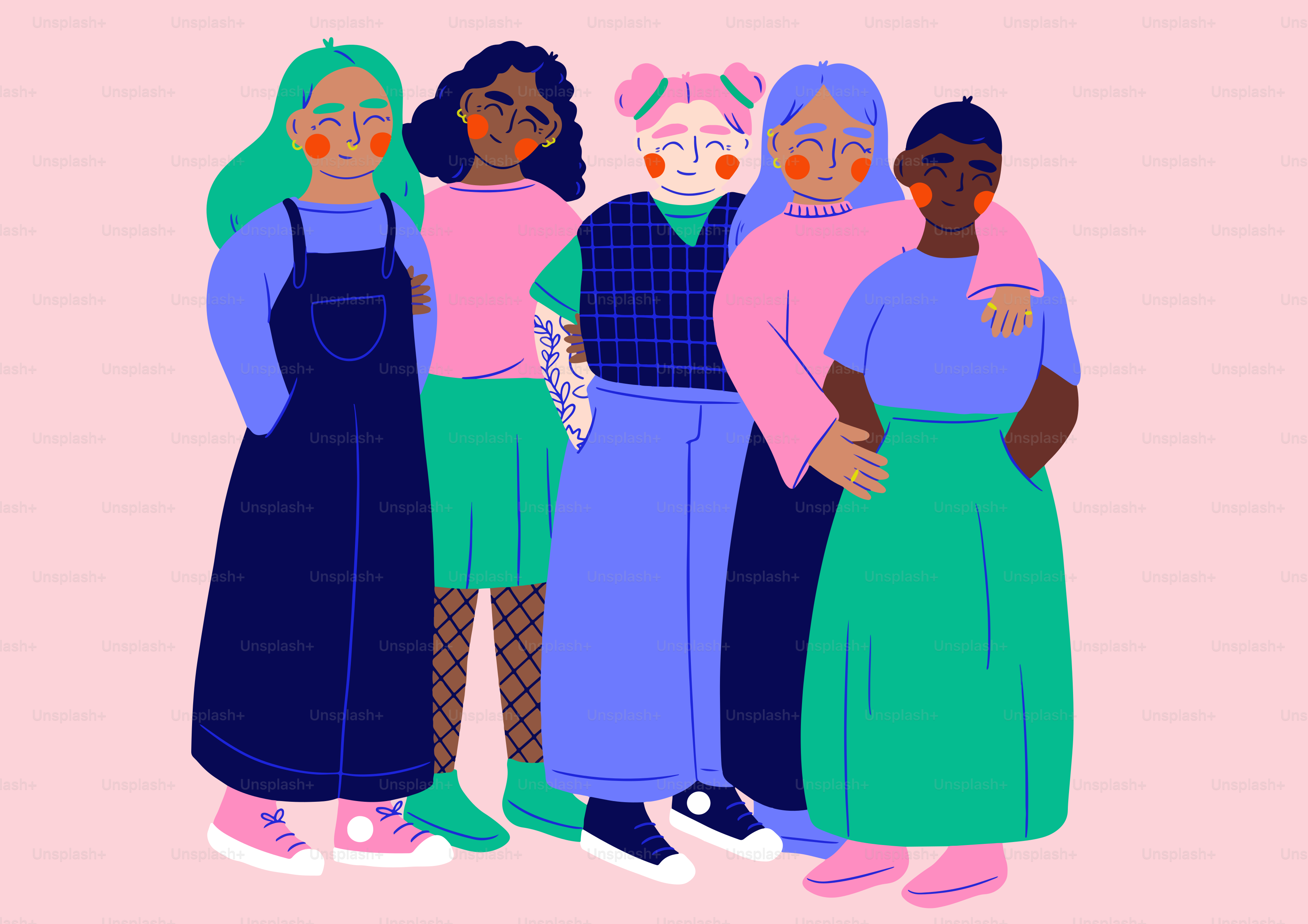 Un grupo de mujeres de pie una al lado de la otra