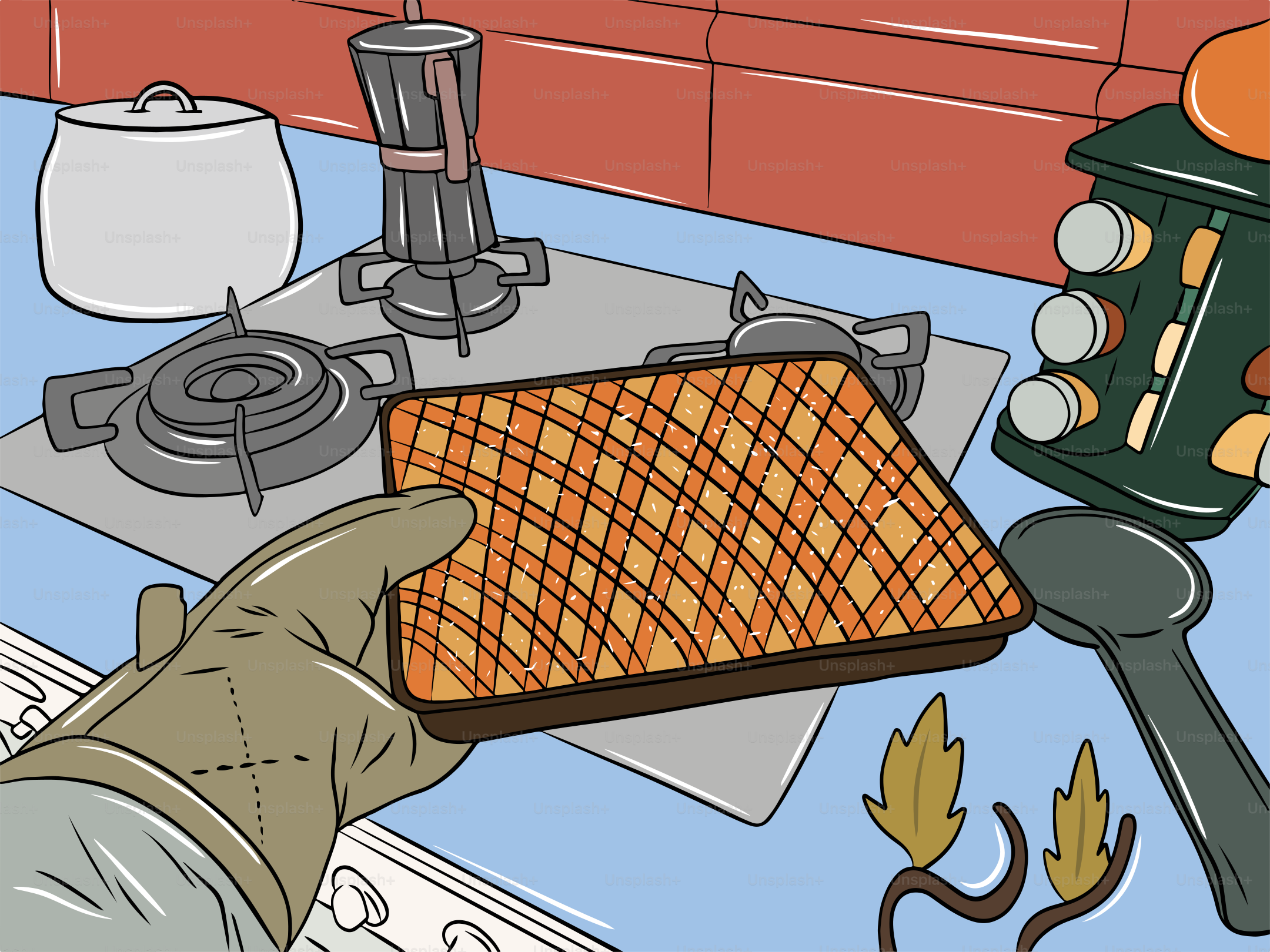 A picture of a person cooking food on a stove