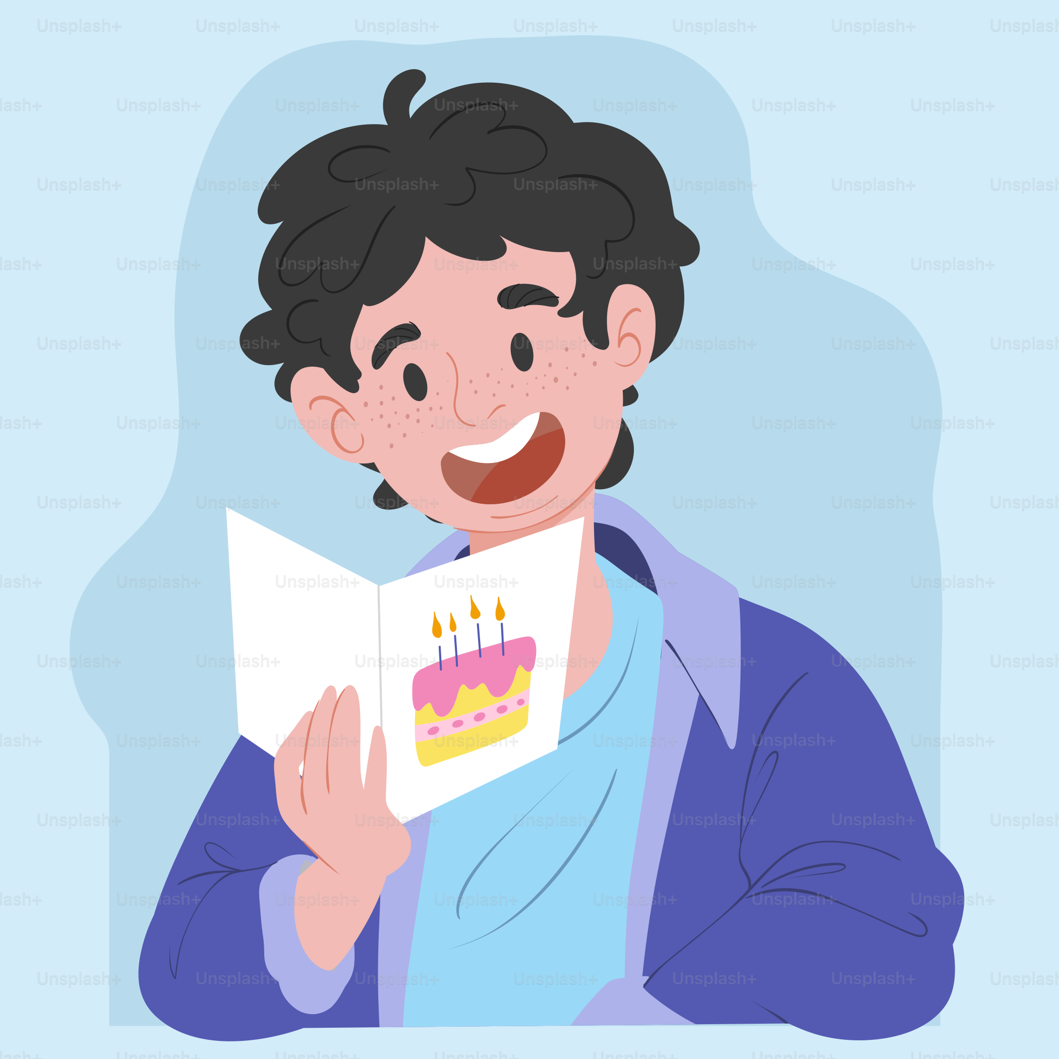 Una persona sosteniendo un papel con una tarta de cumpleaños