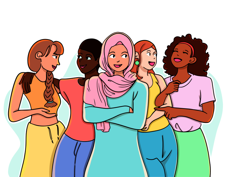 Un gruppo di donne in piedi una accanto all'altra