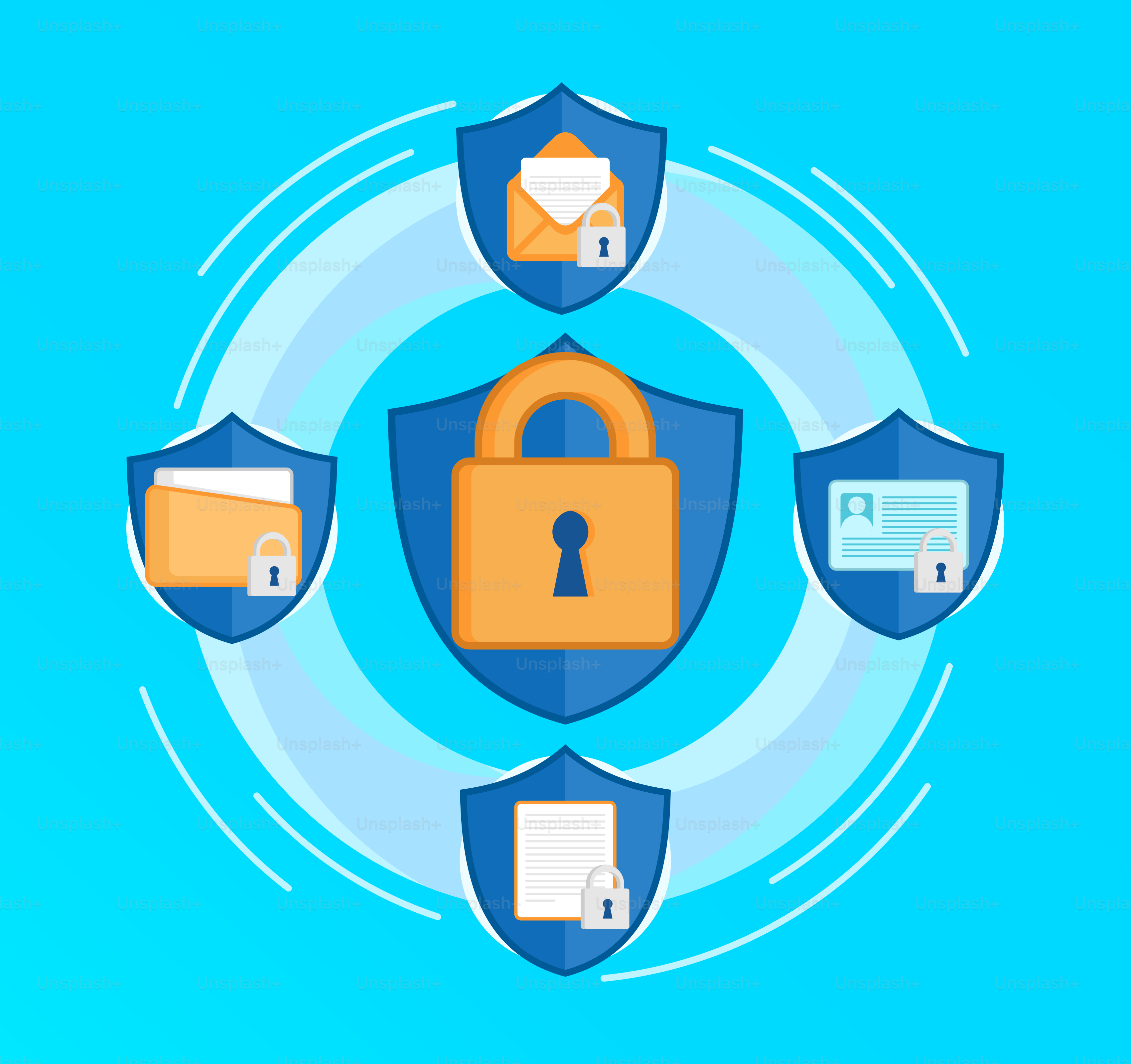 A blue background with a padlock and a padlock in the middle of it