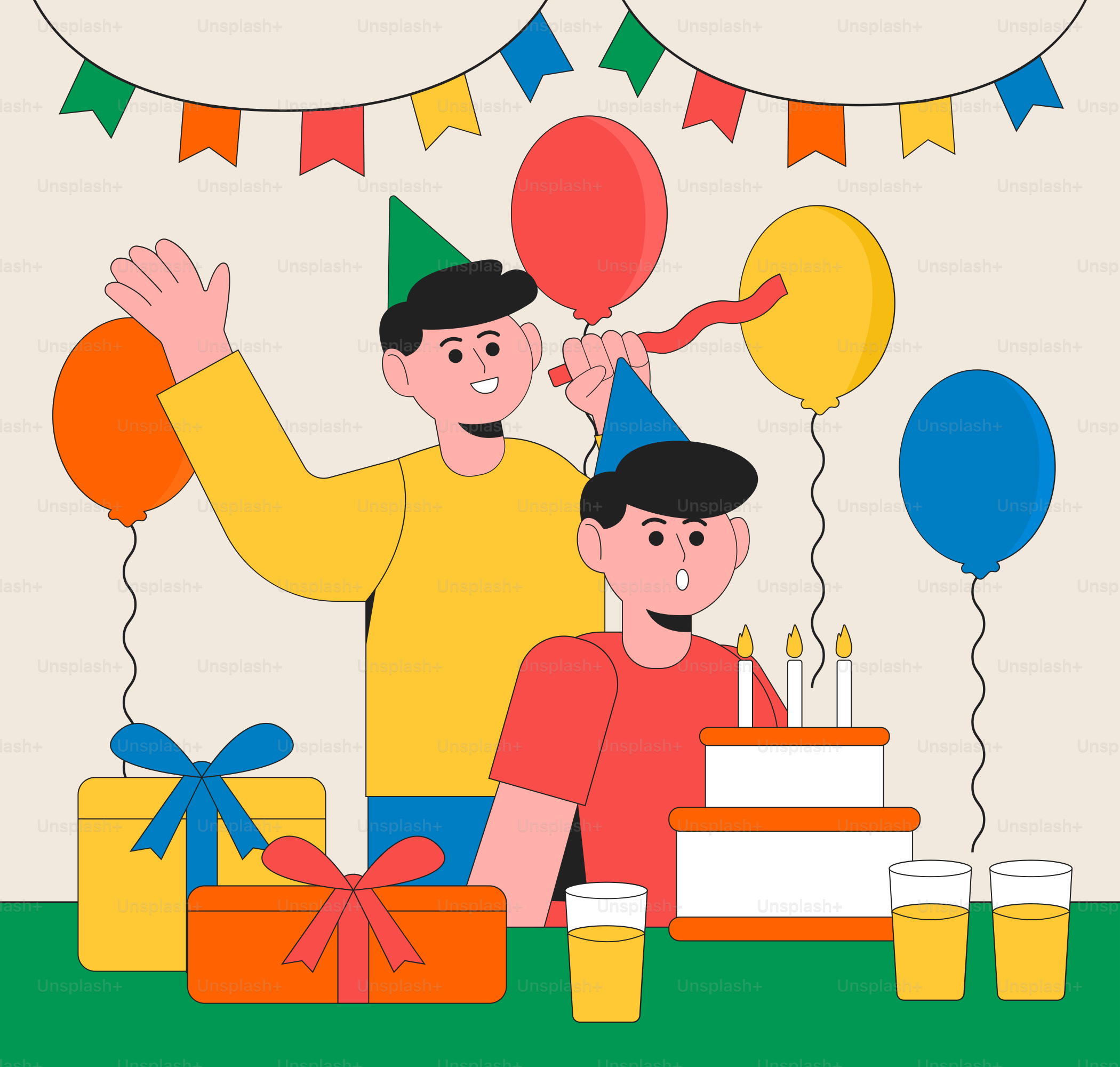 아버지와 아들이 함께 생일을 축하하는 모습