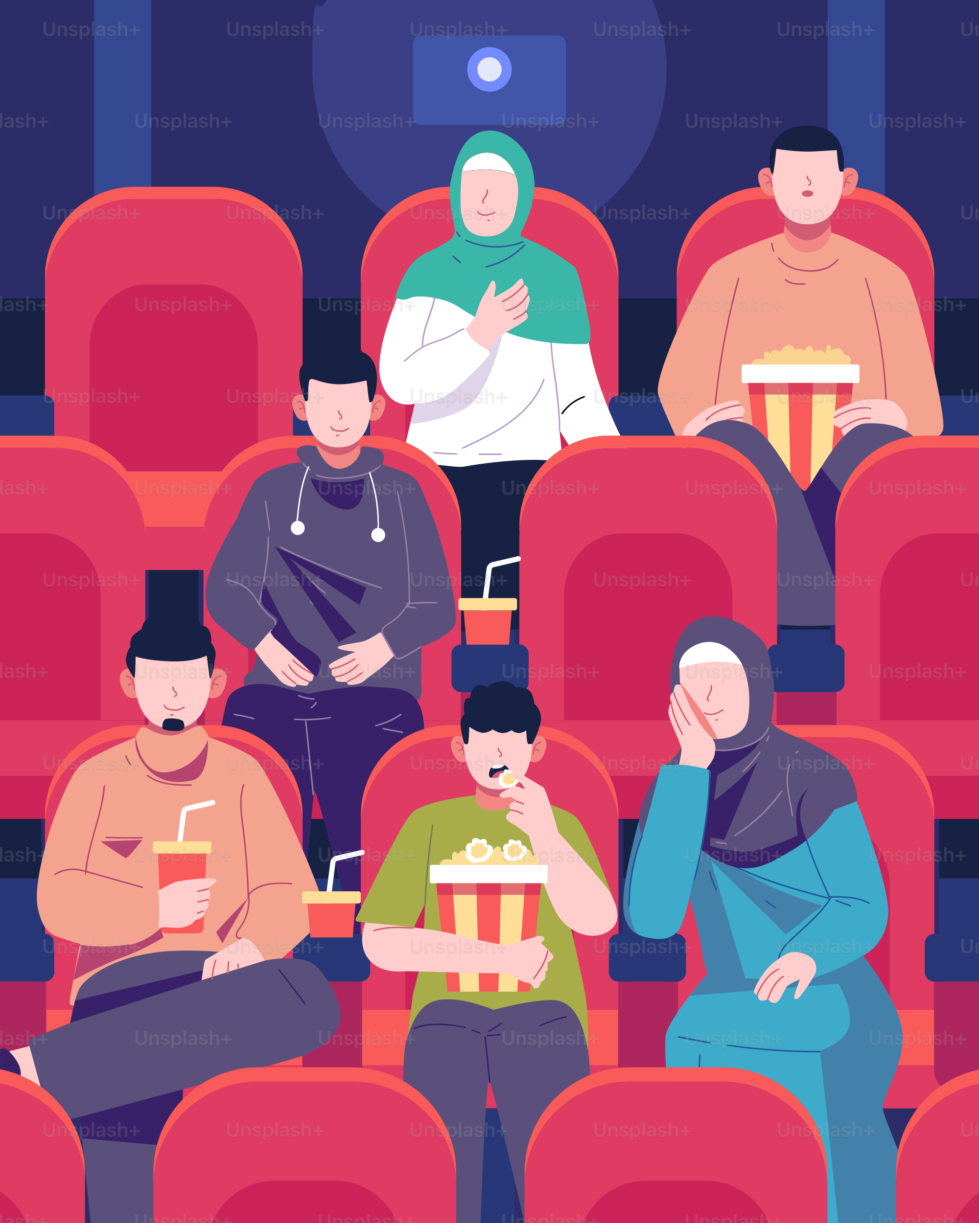 A group of people sitting in a movie theater