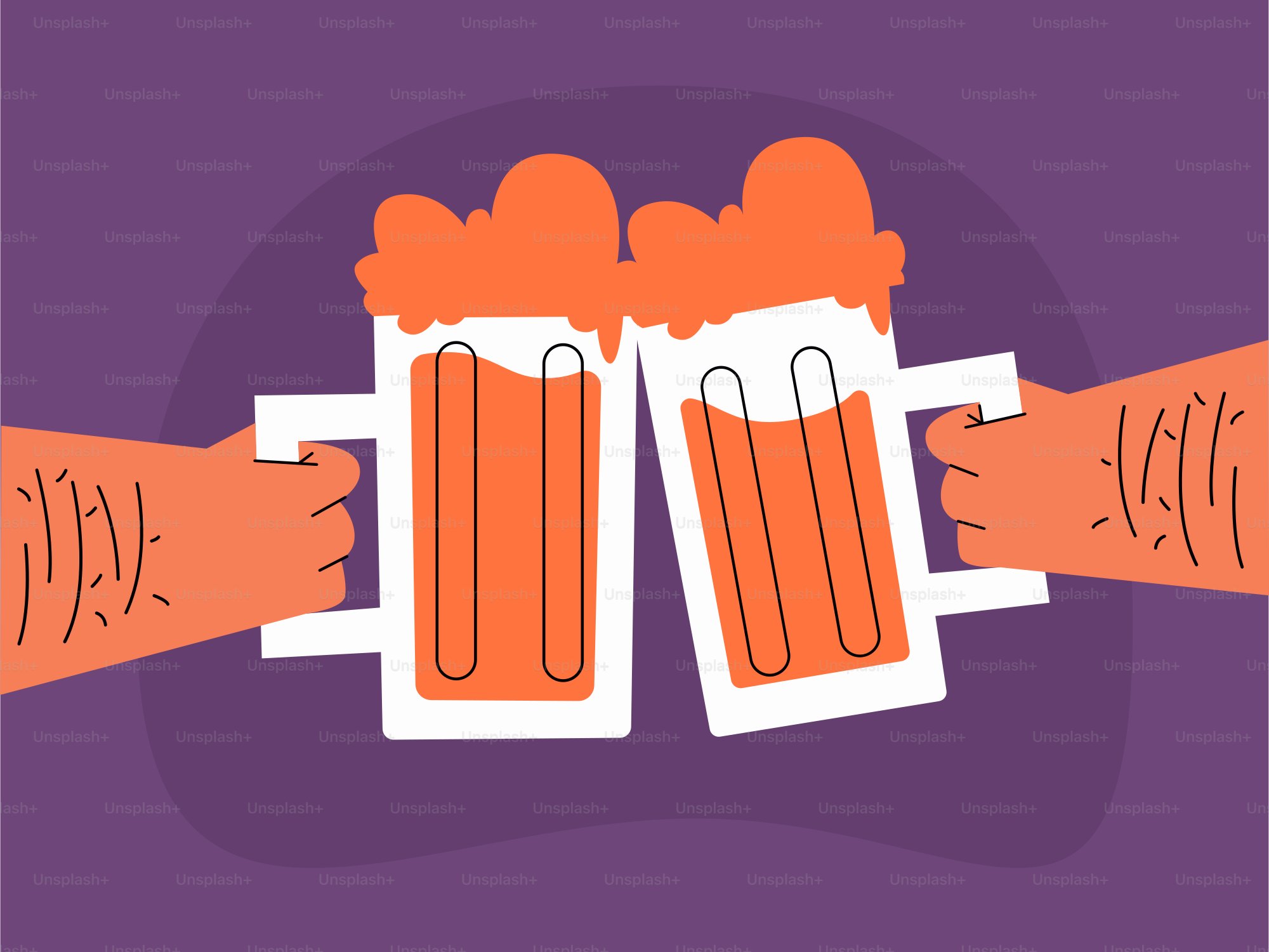 Two mugs of beer being held by their hands