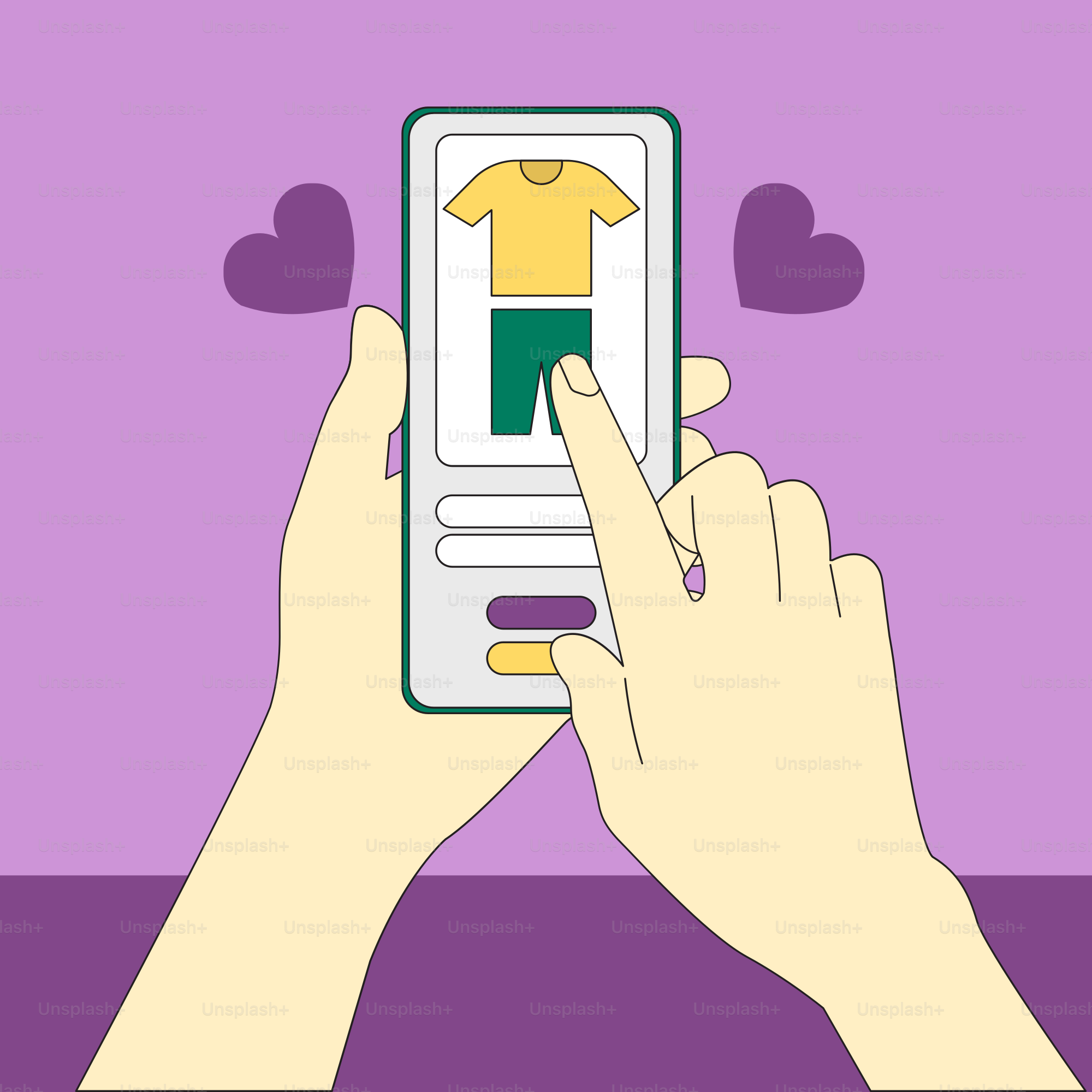 A person holding a smart phone with a picture of a shirt on it