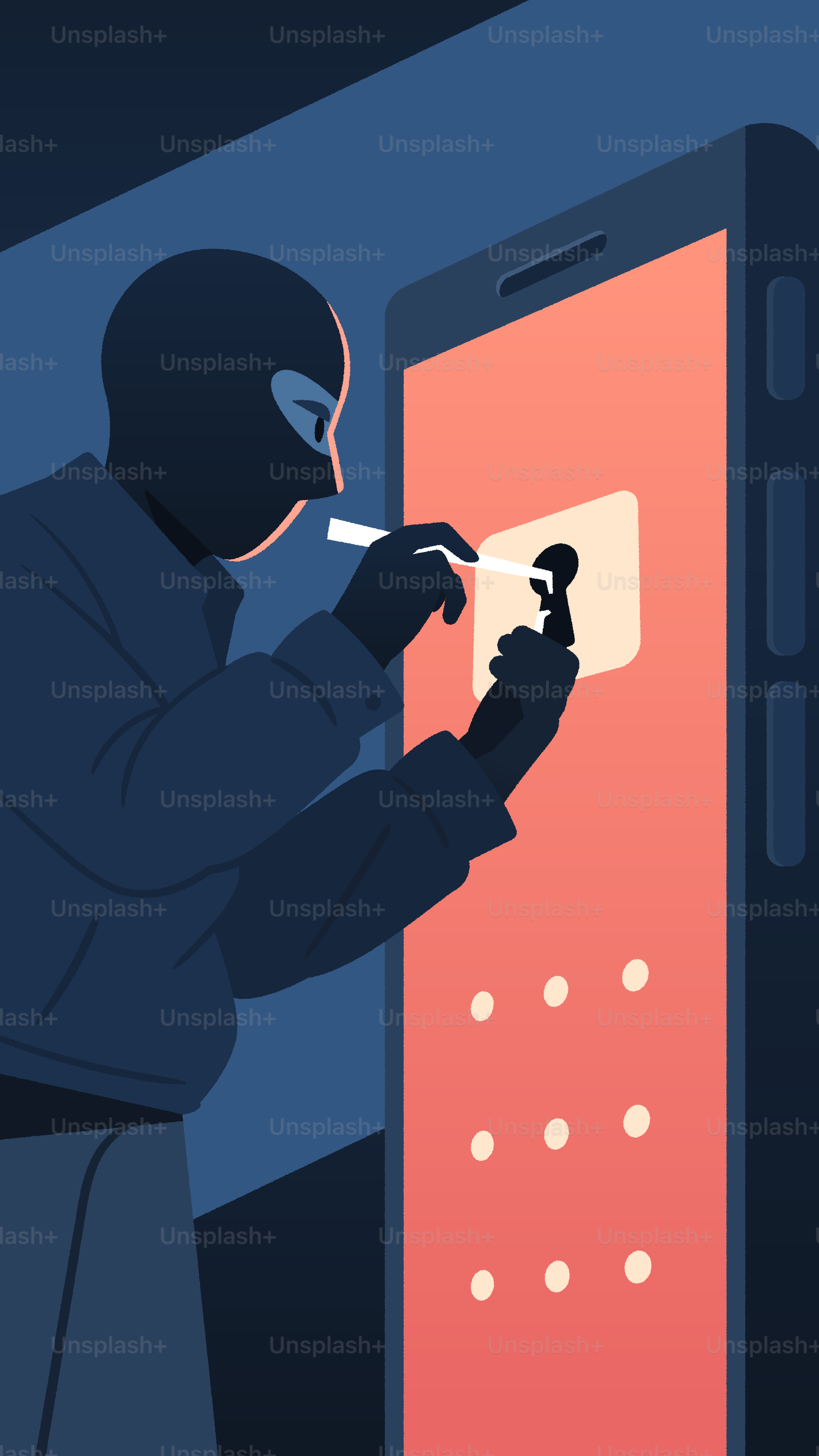 A man in a mask is spraying something out of a phone