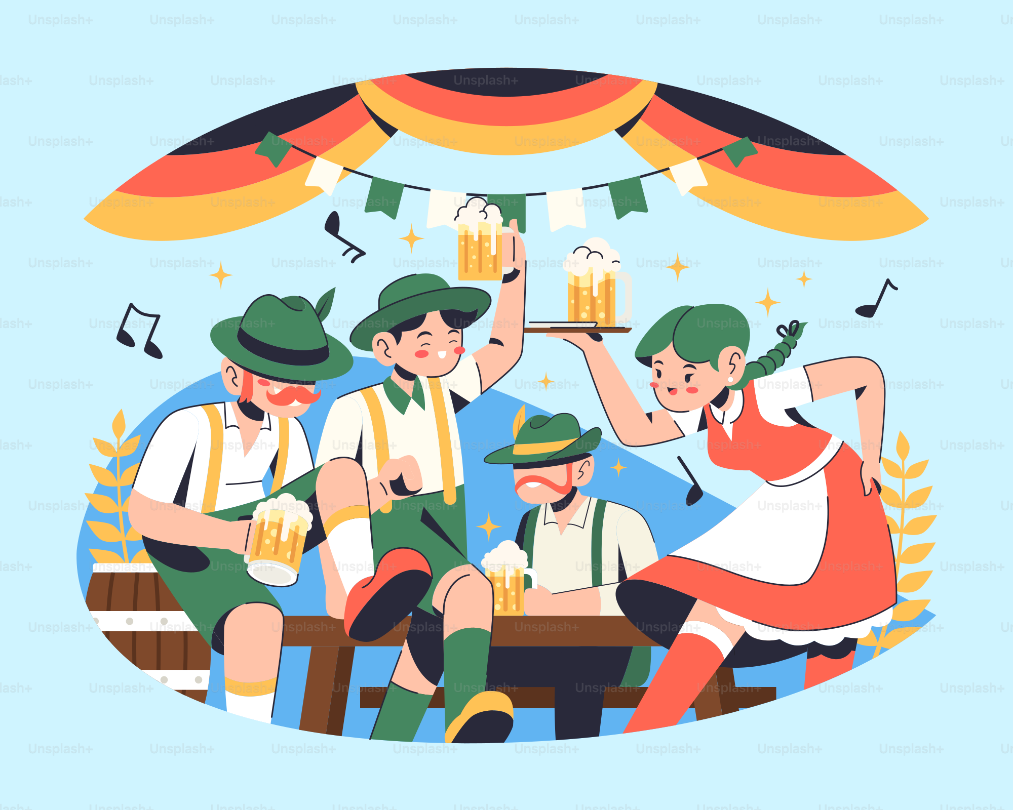 Un grupo de personas sentadas alrededor de una mesa con cerveza