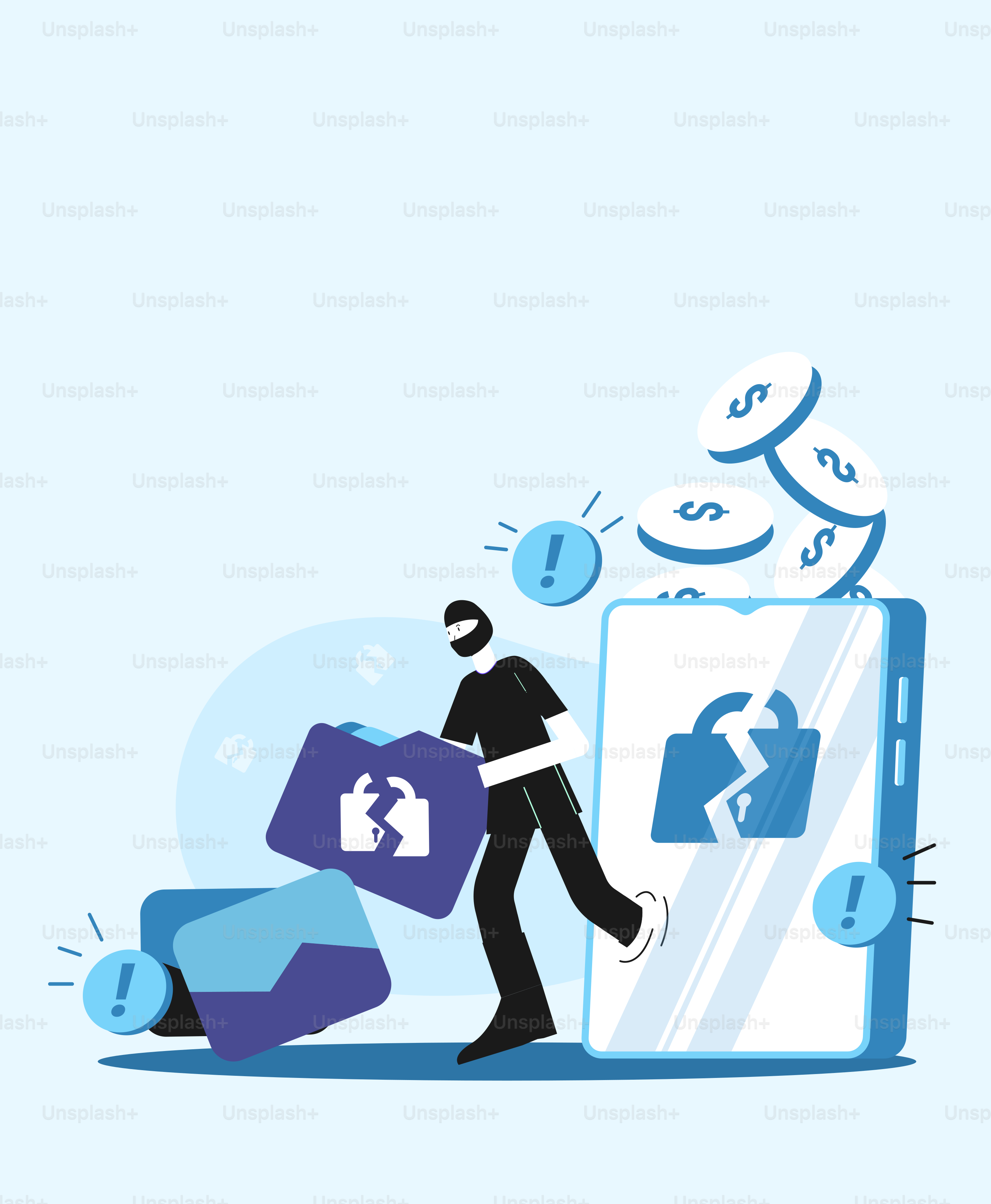 A man walking past a cell phone with money coming out of it