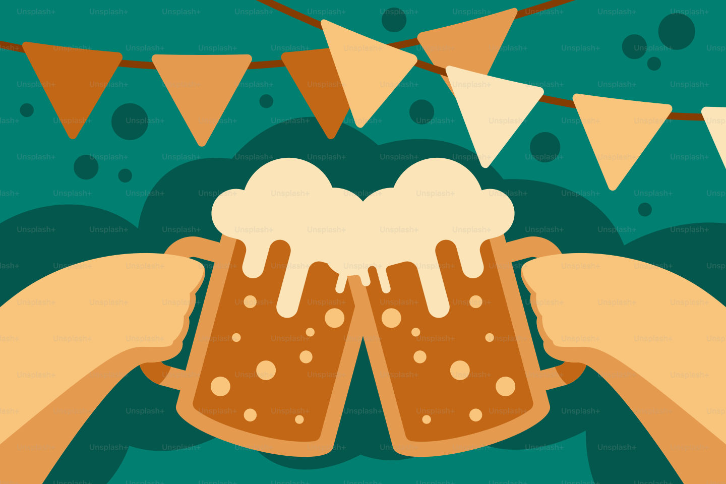 Une paire de mains tenant deux chopes de bière