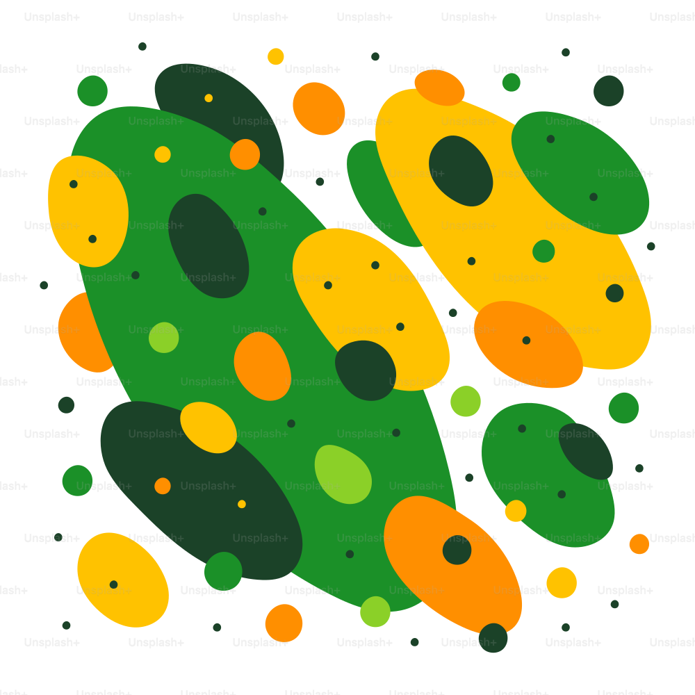 A green and orange abstract design on a white background