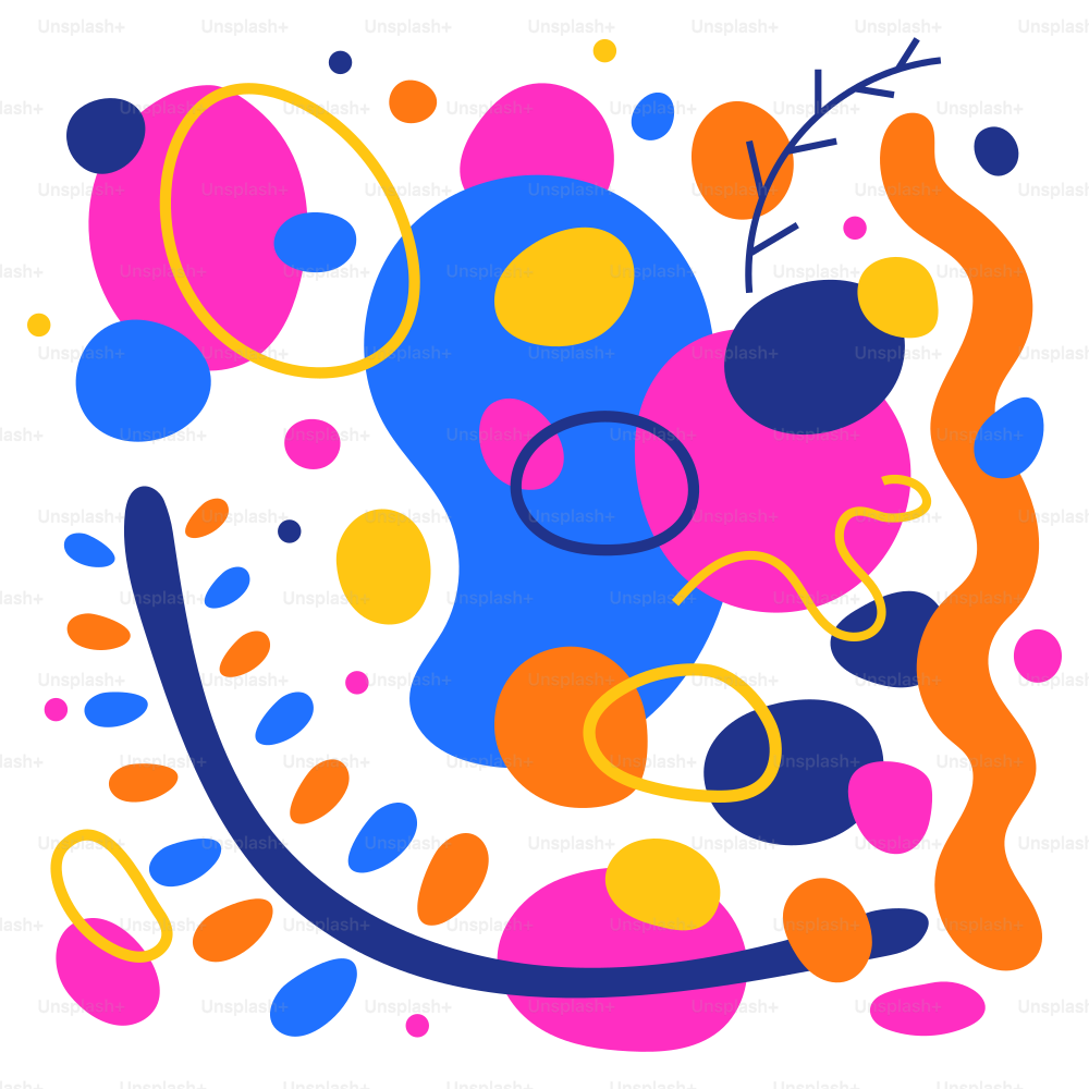 Ein farbenfrohes abstraktes Gemälde mit Kreisen und Linien