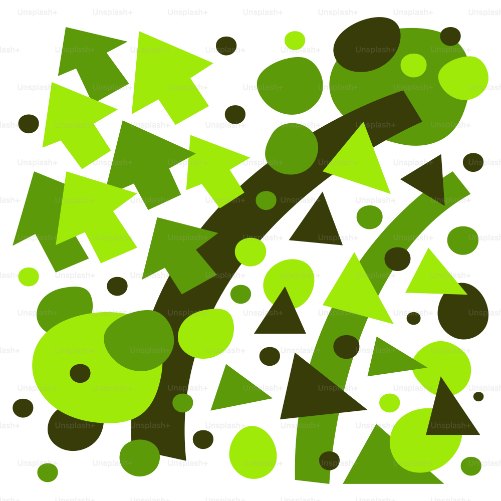 A green and black abstract design on a white background