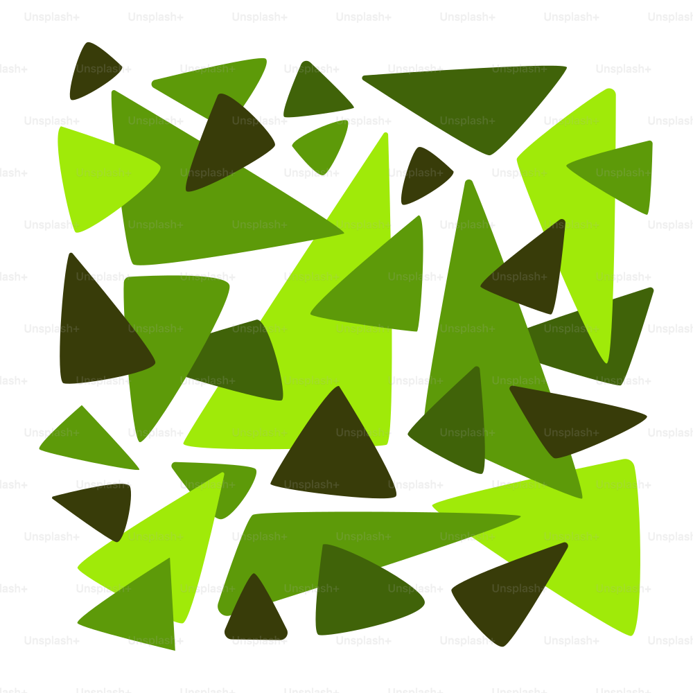 Un groupe de triangles verts sur fond blanc