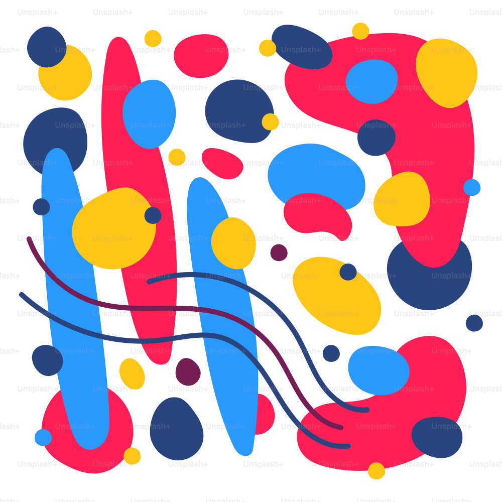 Un fondo blanco con un diseño azul, rojo y amarillo