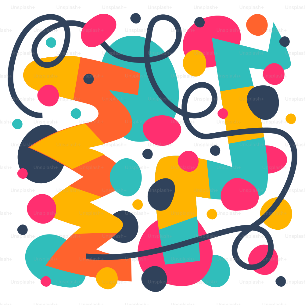 A colorful abstract design on a white background