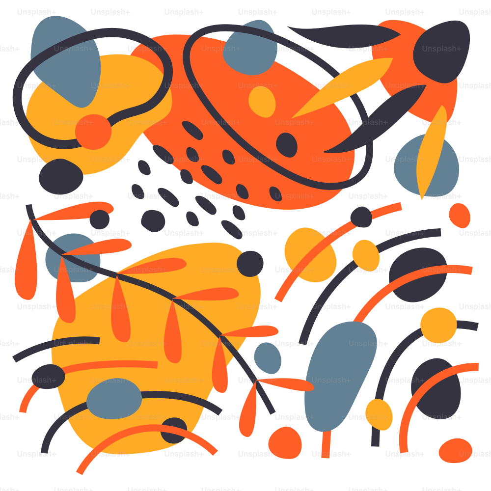 オレンジと青の抽象デザインの絵