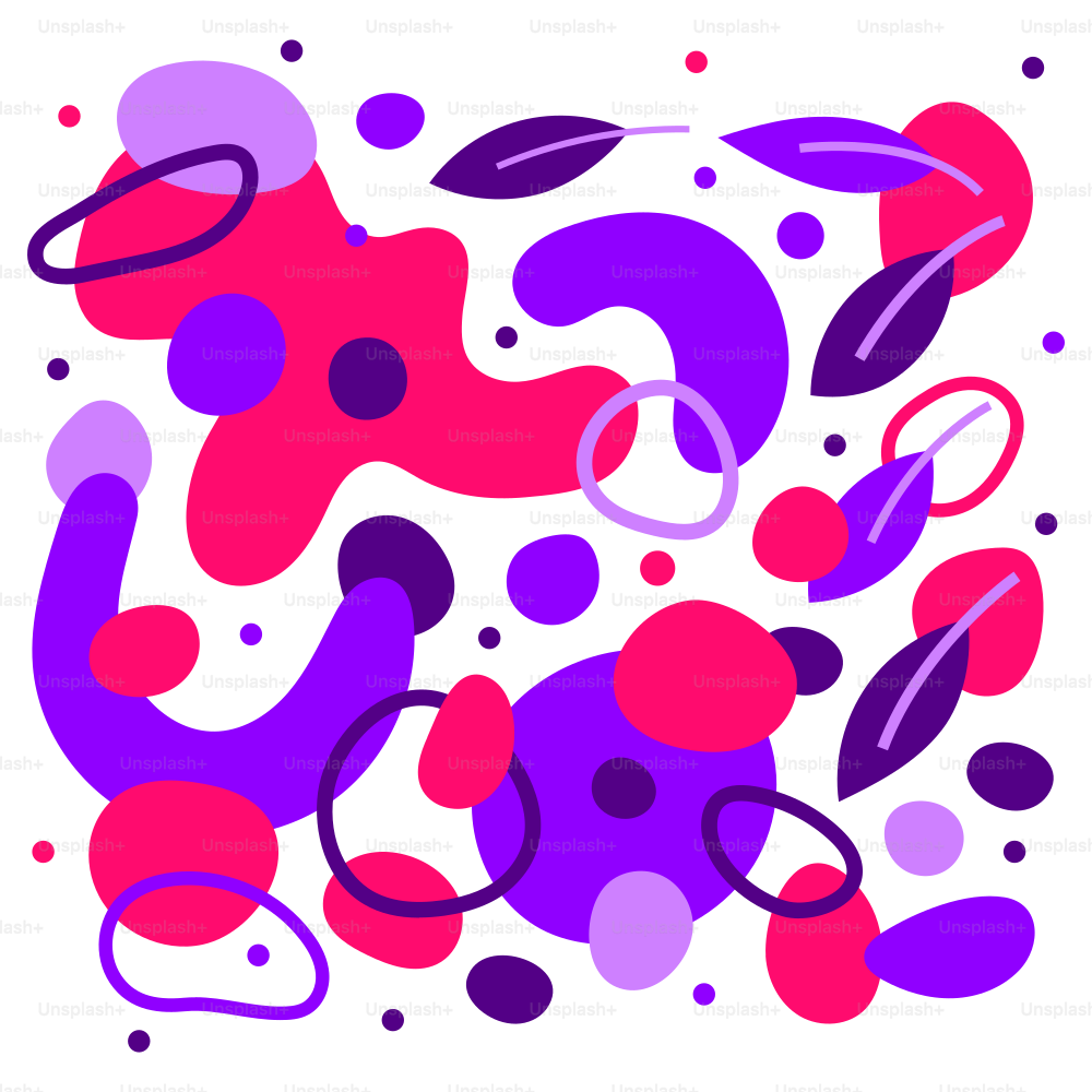 Un diseño abstracto morado y rojo sobre fondo blanco