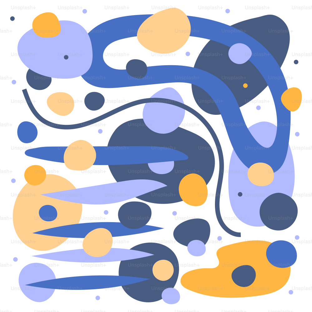 A blue, yellow and orange abstract design