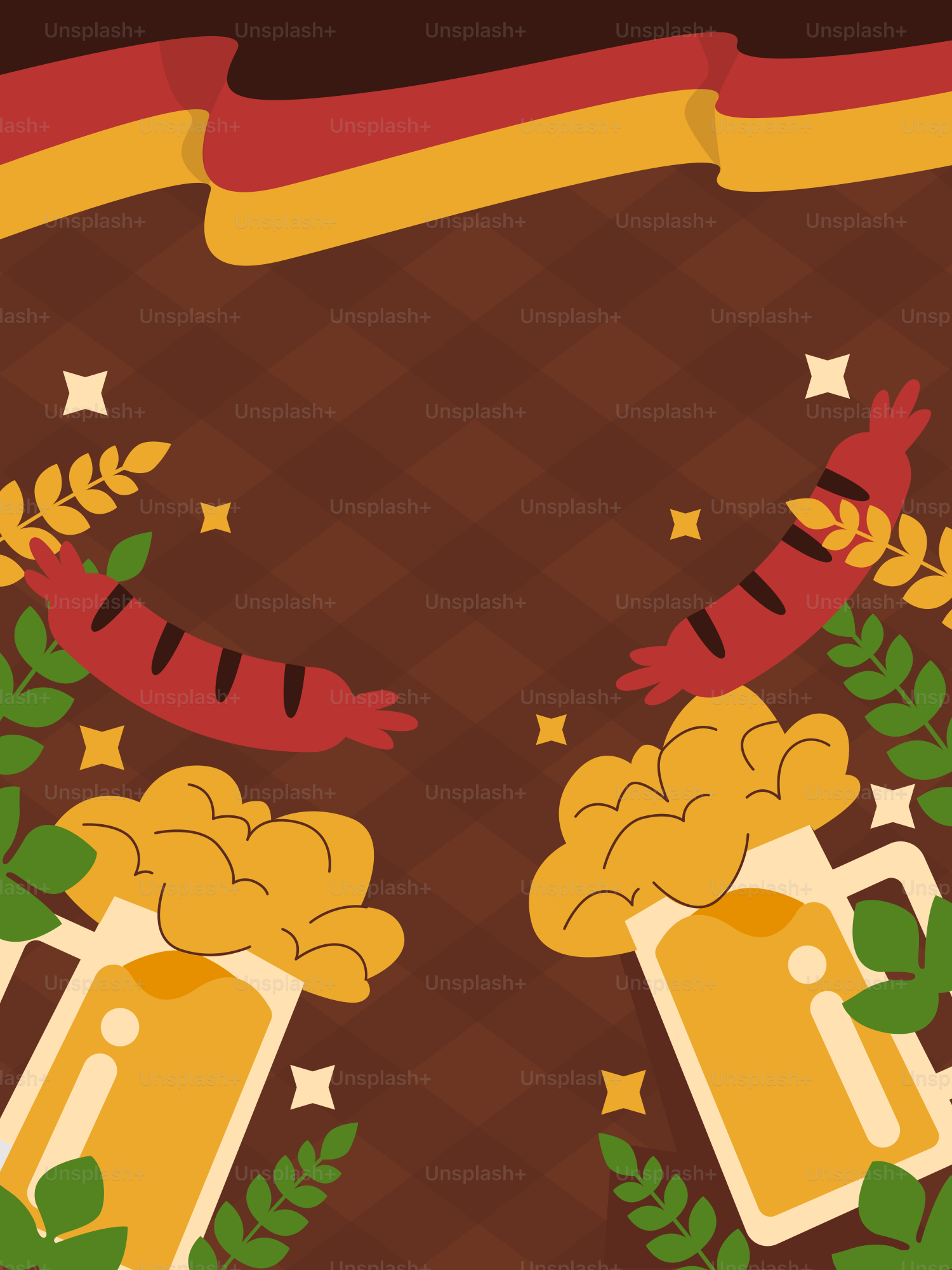 Deux chopes de bière sur fond brun