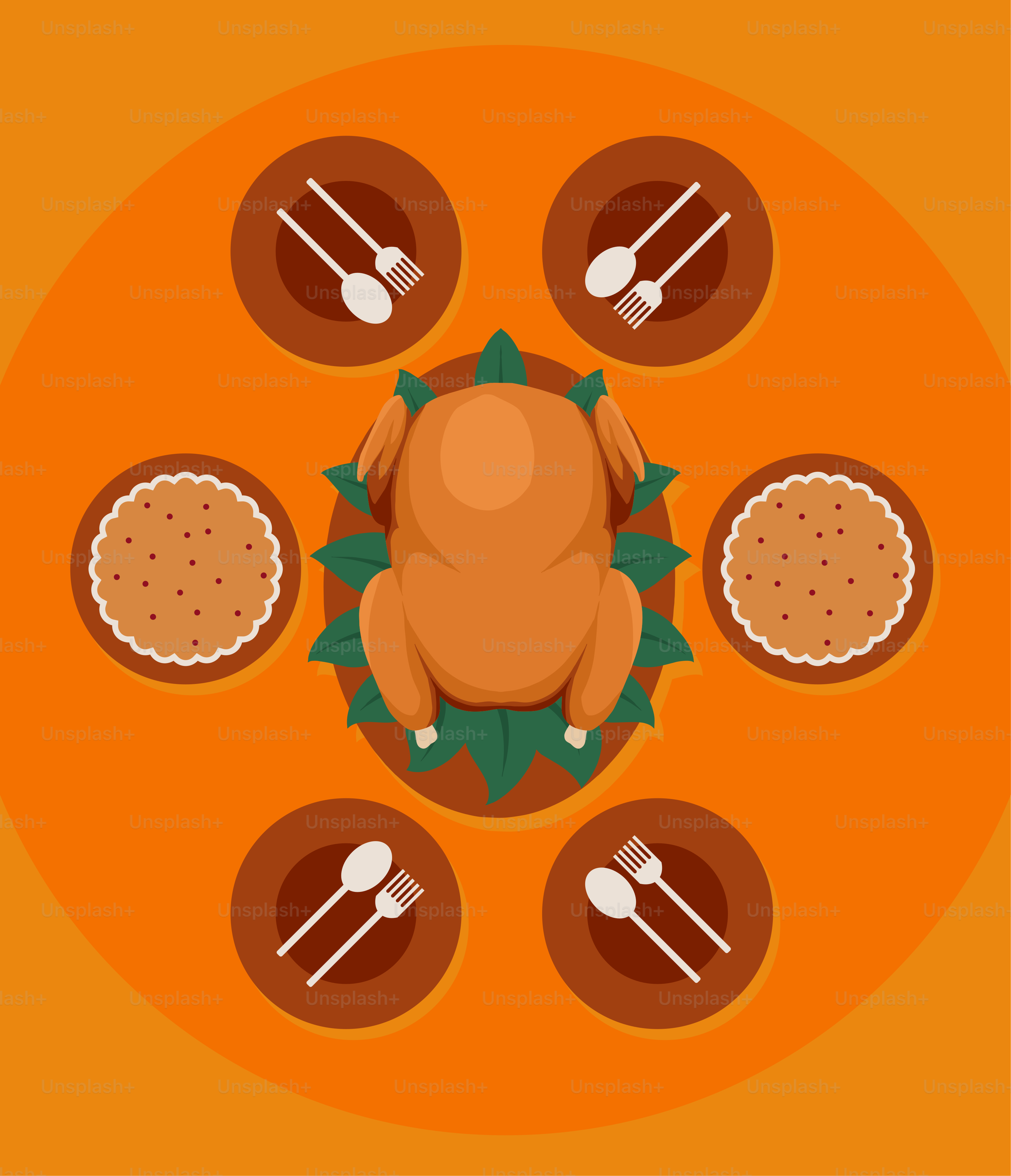 A turkey sitting on top of a table surrounded by pies