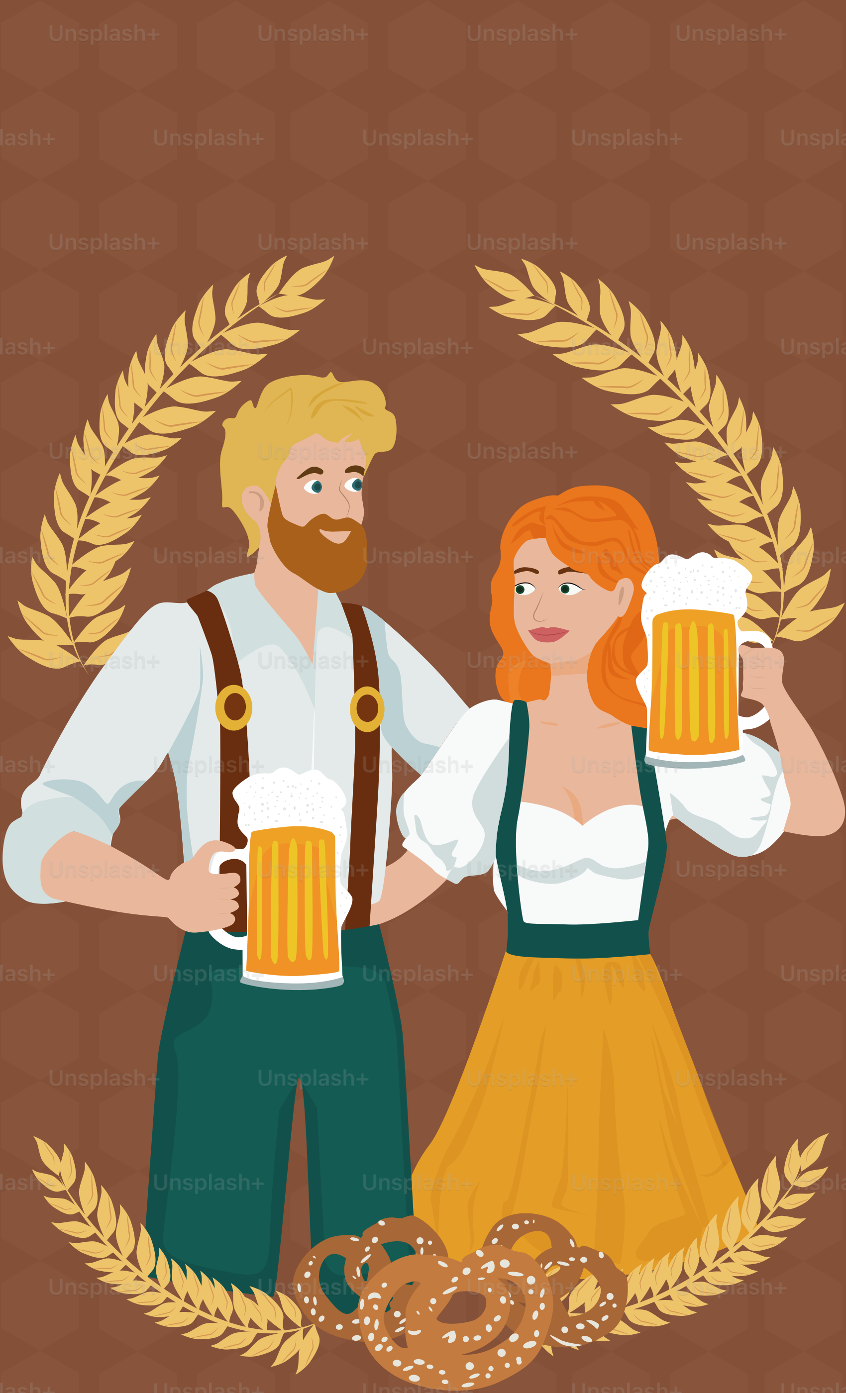 Un homme et une femme tenant des chopes de bière