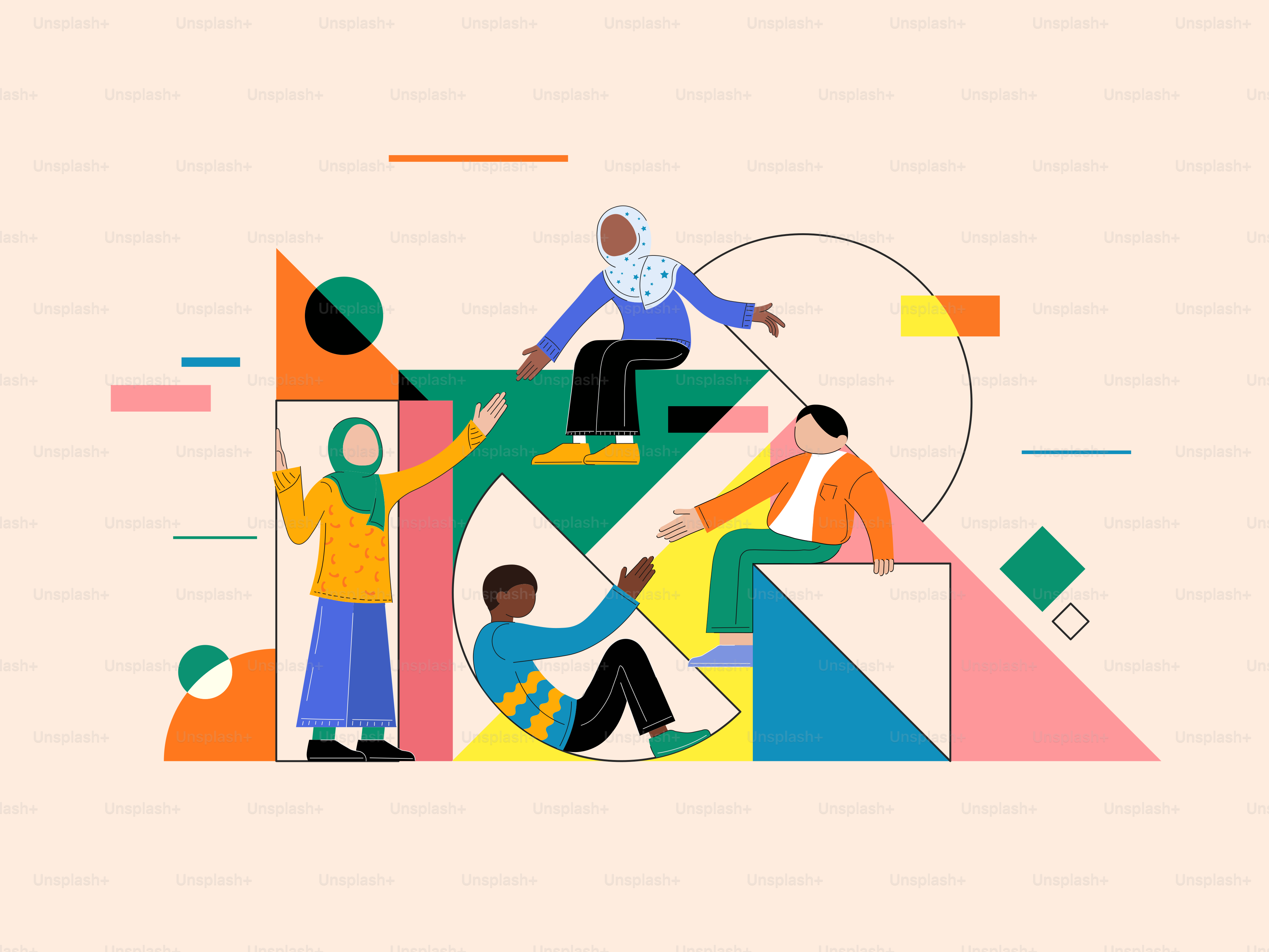 A group of people standing around each other